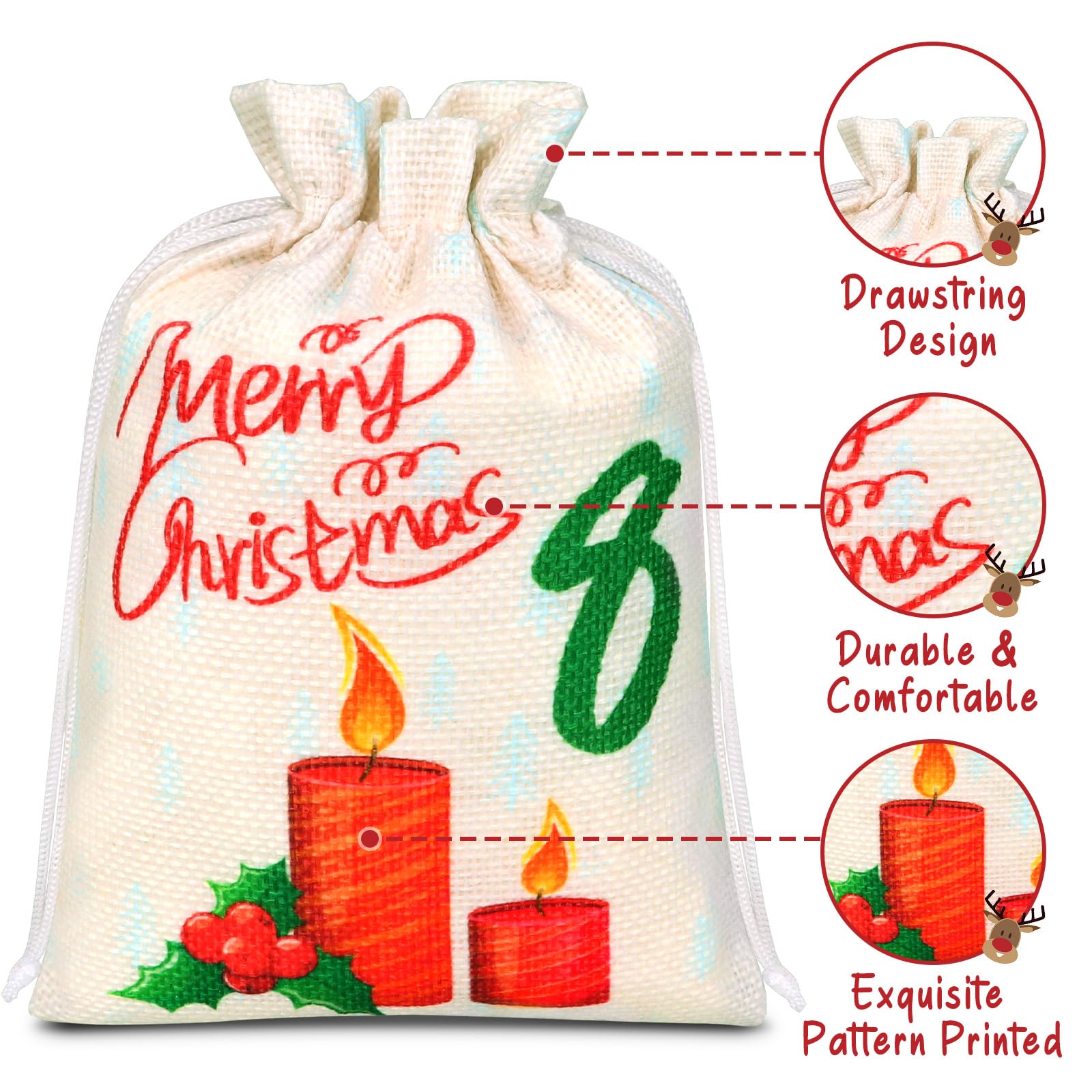 OrLume 2024 Empty Advent Calendar, 18 x 13 cm, Advent Calendar Bag for Children, Women, Men, 24 Empty Reusable Fabric Pouch, DIY Christmas Decoration - Medaid International