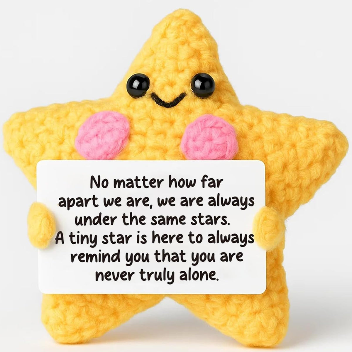 KASTWAVE Positive Crochet Star Gift, Handmade Pocket Star Doll with Affirmation Tag, Cute Crochet Keepsake for Desk, Car, Backpack, Birthday & Graduation Present