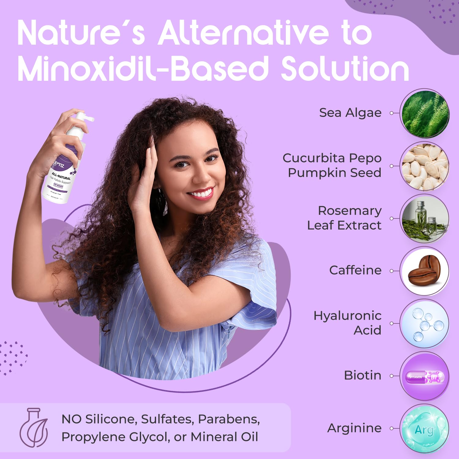 Stemz for Women - Hair Follicle Stimulator - Natural Alternative to Minoxidil and Hair Growth Oil - Sea Moss Peptides to Support Hair Growth - Delivers Results in 90 Days - Medaid International