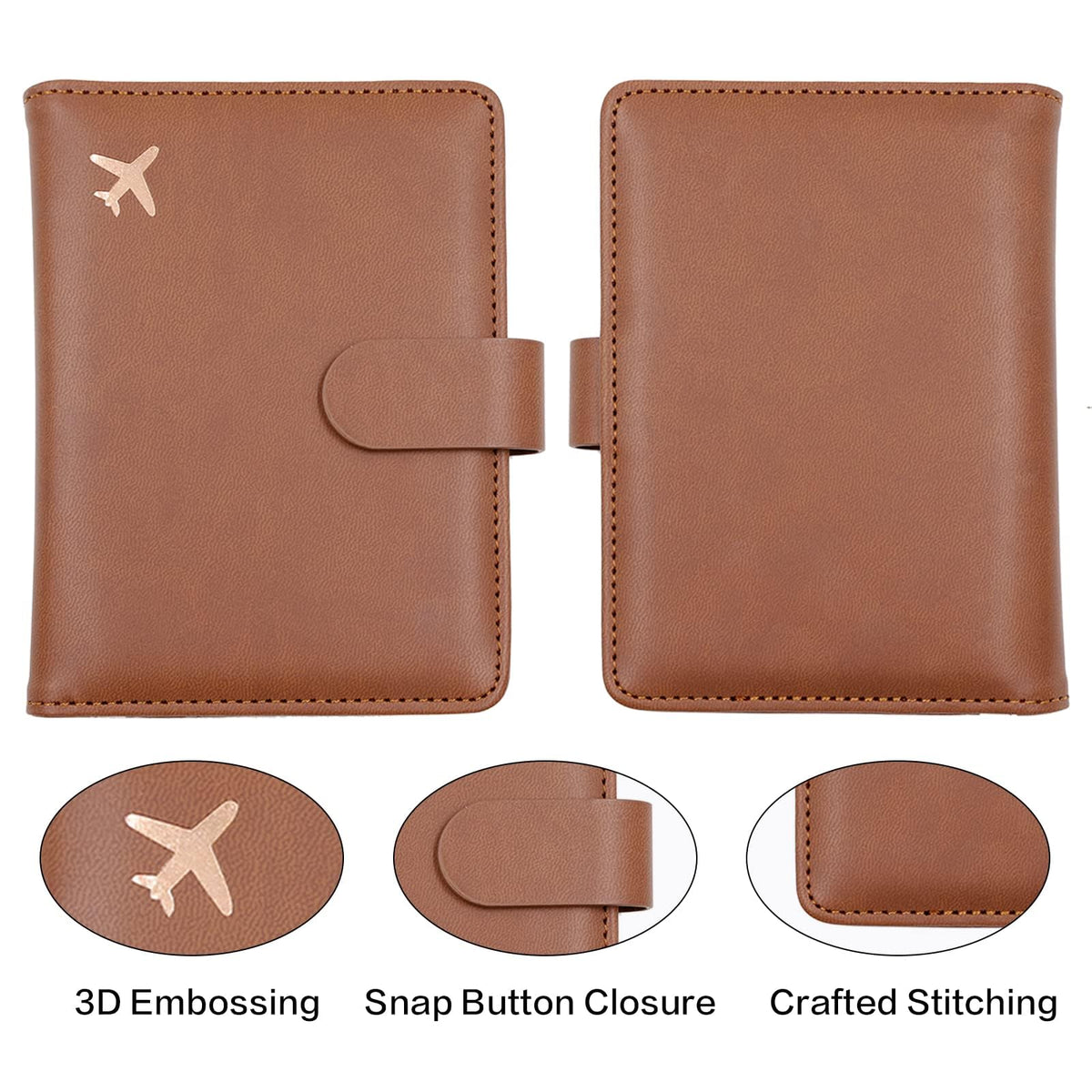 KASTWAVE Passport Holder, Passport Holder Card Slots, Creative Aircraft Certificate Storage Bag, Cute Passport Cover for Women and Men, Waterproof Rfid Blocking Travel Wallet (Borwn)