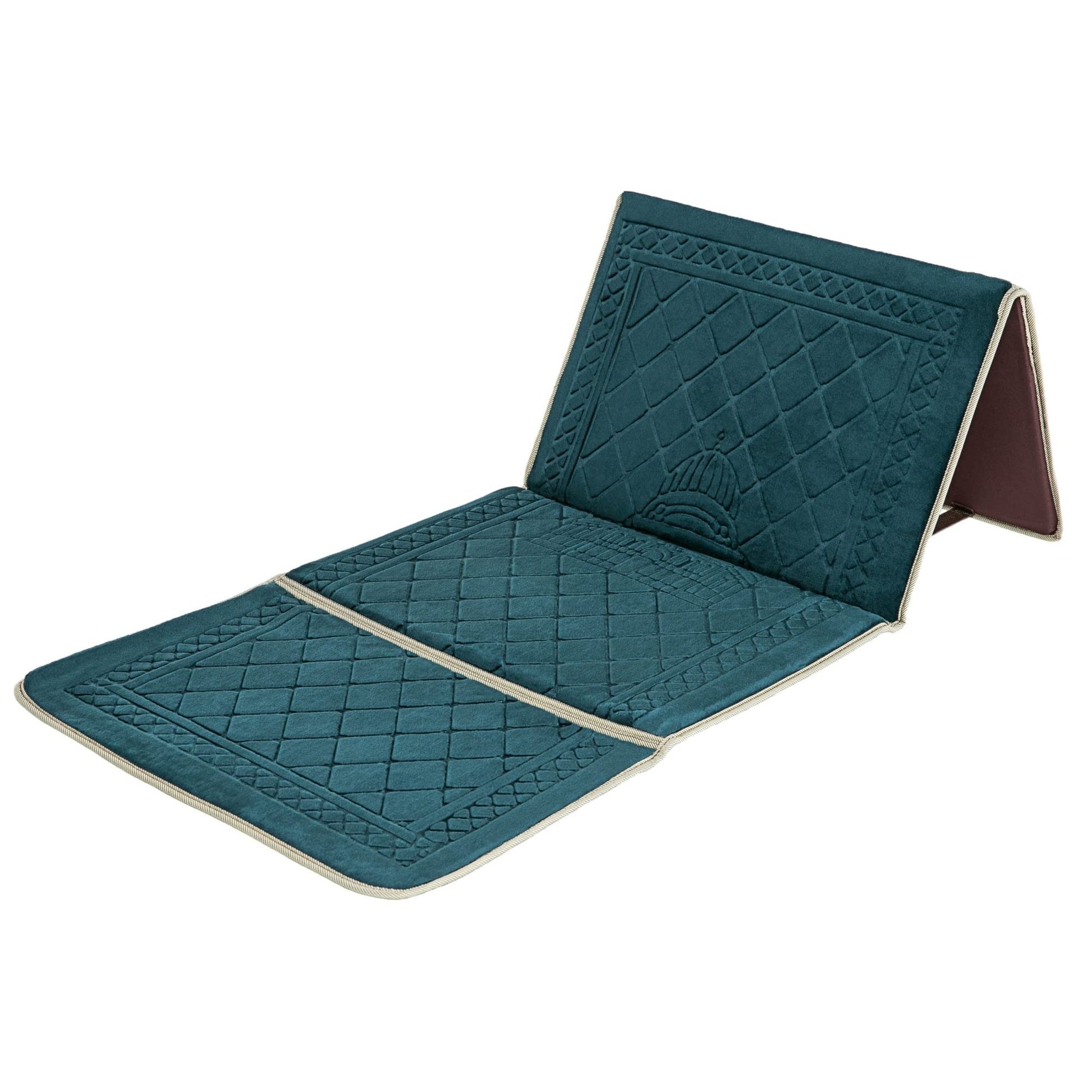 L.FORY Prayer Rug with Back Support/Foldable Meditation Floor Chair & Carrying Pocket (Dark Green) - Medaid International
