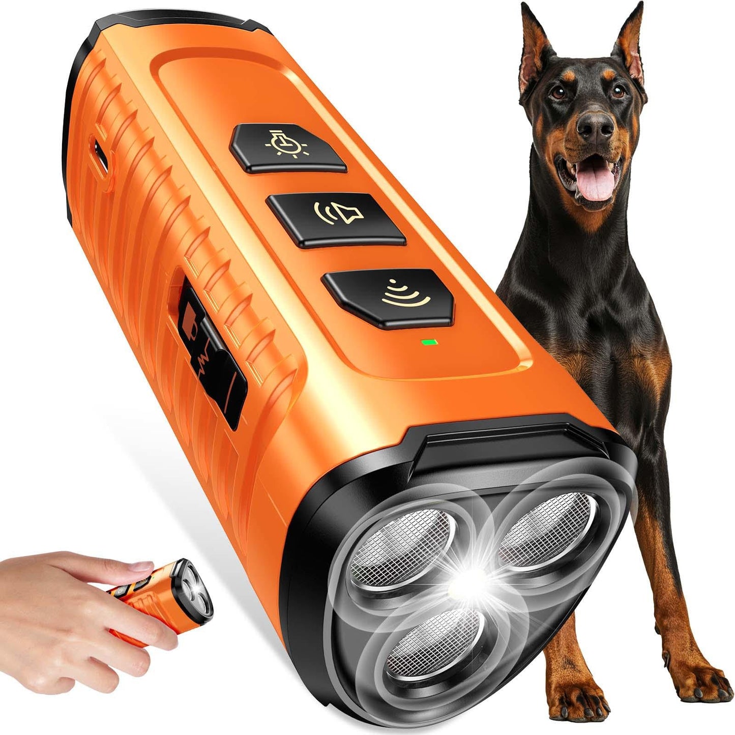 Cbersmg Dog Bark Deterrent Device 3X Anti Barking Device for Dogs, 5 Modes Stop Neighbors Dog Barks No More Safe for All Dogs 50FT Bark Control Indoor Outdoor with Flashlight,Dog Training Device - Medaid International