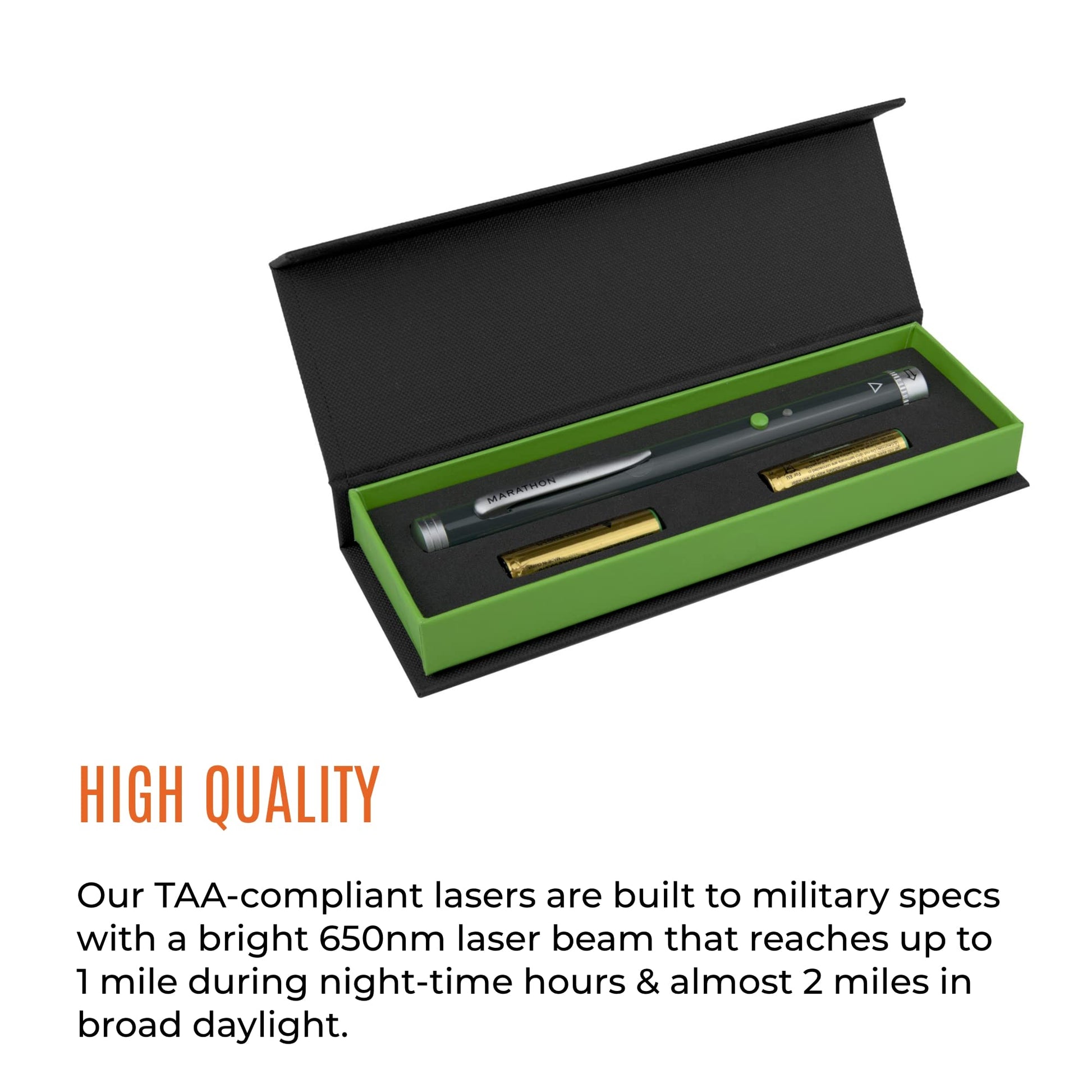 Marathon Multi Symbol Laser Pointer, Green - 20X Brighter Than Red Laser - 1 Mile Night-time Range & Visible in Broad Daylight - TAA Compliant - 4 Custom Pointers - Two AAA Batteries Included - Medaid International