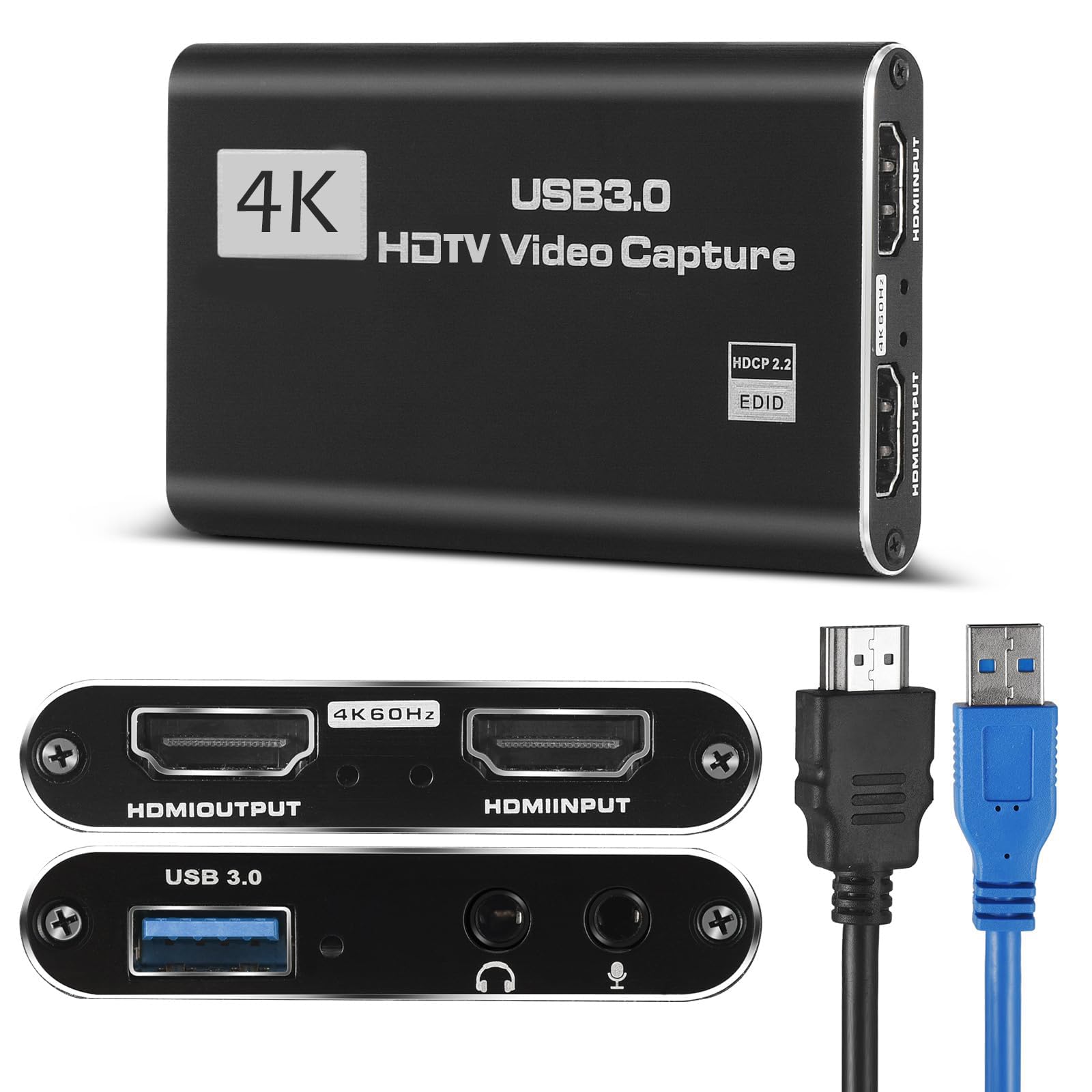 HeavenBird 4K HDMI Video Capture Card, Gaming Capture Card with Microphone, Full HD 1080P 60FPS USB Video Capture Device - Medaid International