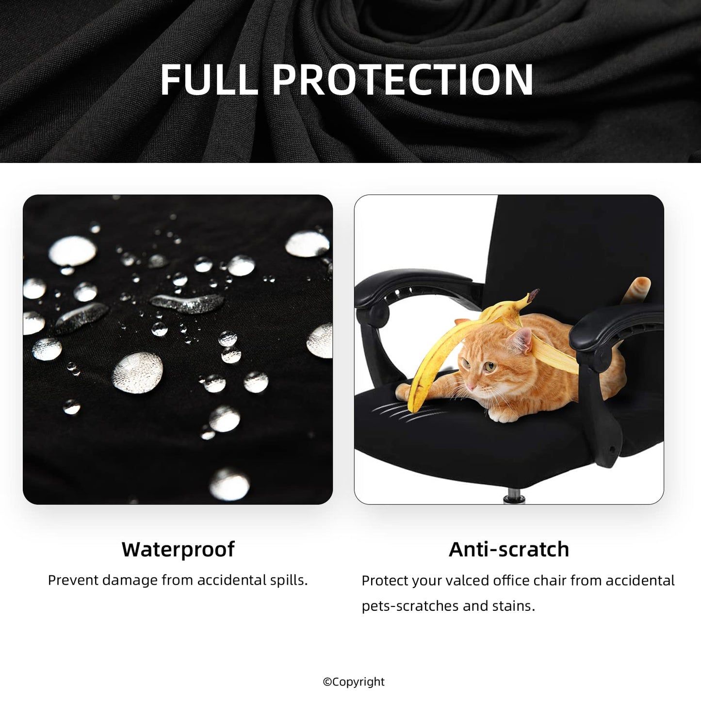 Water Resistant Stretch Computer Office Chair Cover with Durable Zipper Universal Washable Removable Spandex Rotating Boss Chair Slipcovers Anti-dust Soft Desk Chair Seat Protector for Dogs Cats Pets - Medaid International