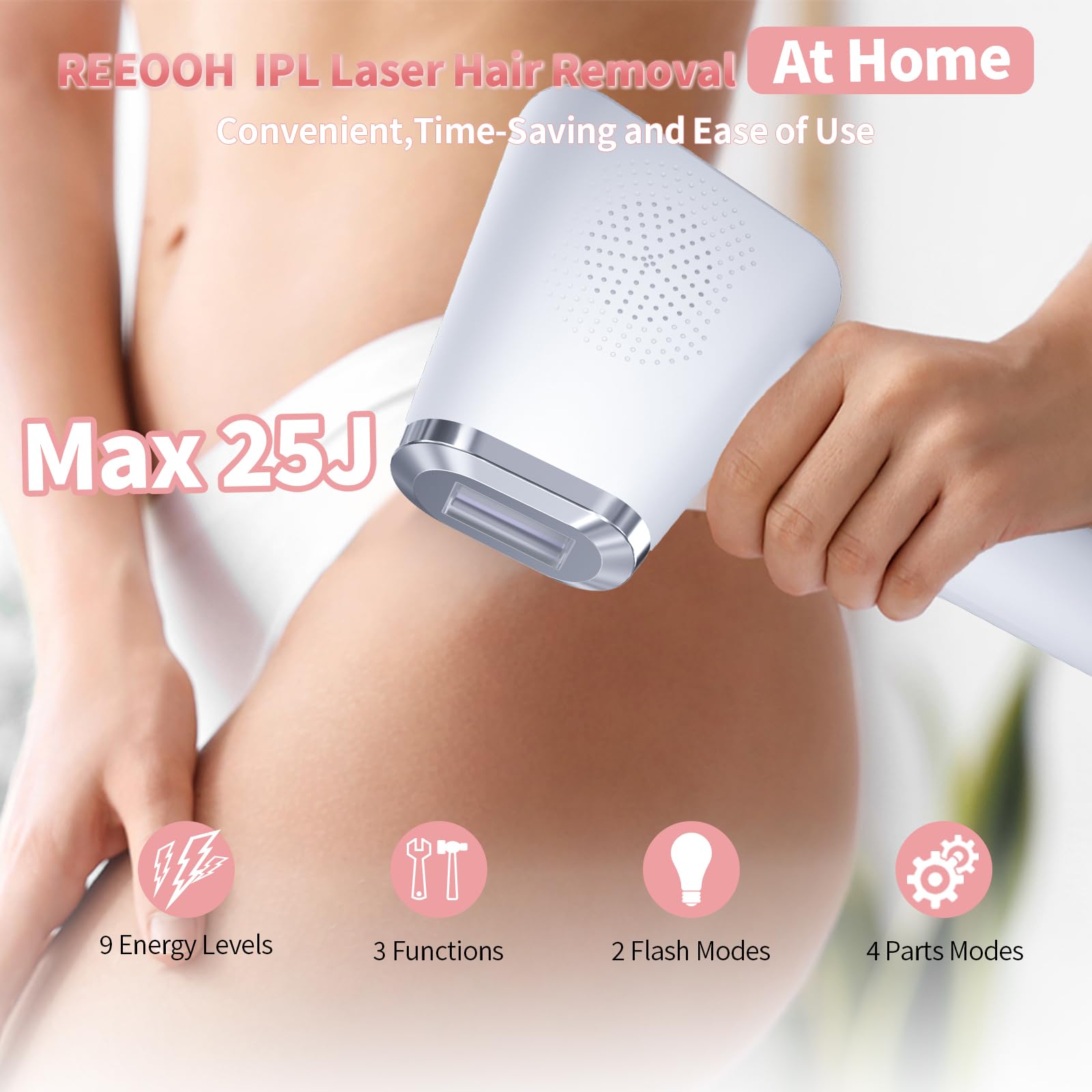 REEOOH Professional Laser Hair Removal Machine, IPL Hair Removal Device with Ice Cooling, 3 in 1 Body Painless Home Laser Hair Removal for Face Legs, Ideal Choice for Women & Men - Medaid International