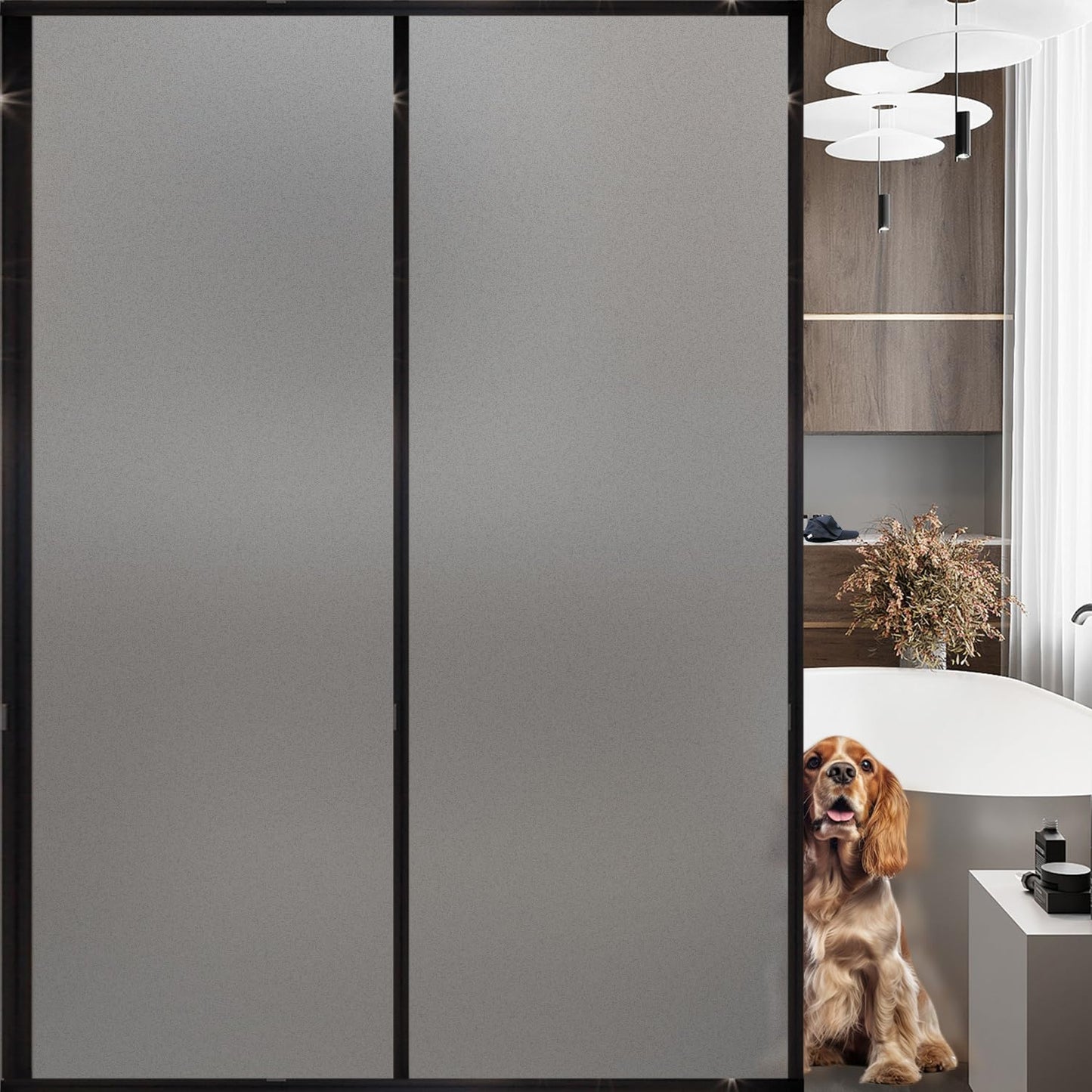 DERZGAO Frosted Window Film, Removable Glass Door Privacy Film, Suitable for Bathrooms, Offices, Static Cling Decorative Film, Reusable Window Stickers (Gray, 17.5X78.7 Inch) - Medaid International