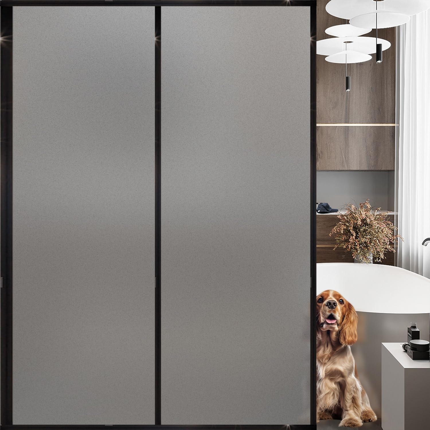 DERZGAO Frosted Window Film, Removable Glass Door Privacy Film, Suitable for Bathrooms, Offices, Static Cling Decorative Film, Reusable Window Stickers (Gray, 17.5X78.7 Inch) - Medaid International
