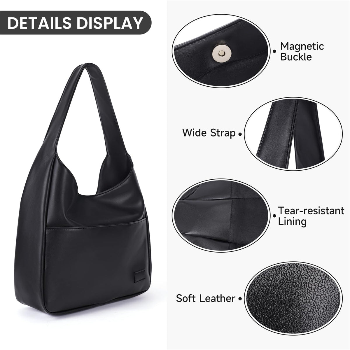 TERRIFI Faux Leather Tote Bag for Women - Elegant Shoulder Bag, Ideal for College, Work, Leather Handbag, Stylish Purse