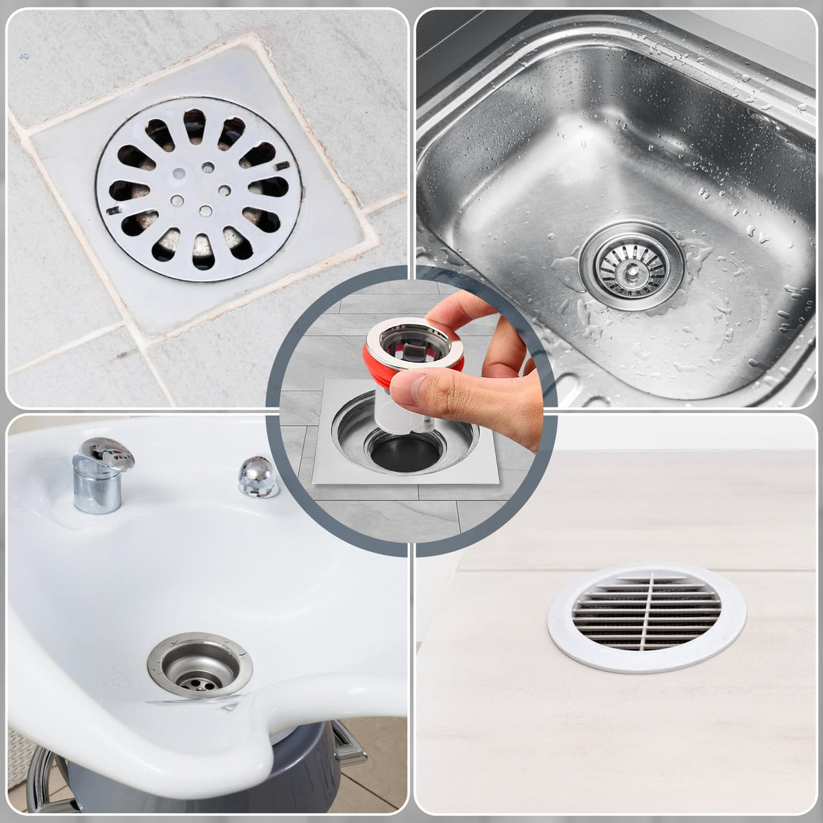 TERRIFI 6-Pack Anti-Odor Floor Drains, One-Way Anti-Clog & Anti-Backflow, Ideal for Shower, Bathroom & Kitchen Drainage Prevent Odor Dispersion Enhancement(Red)