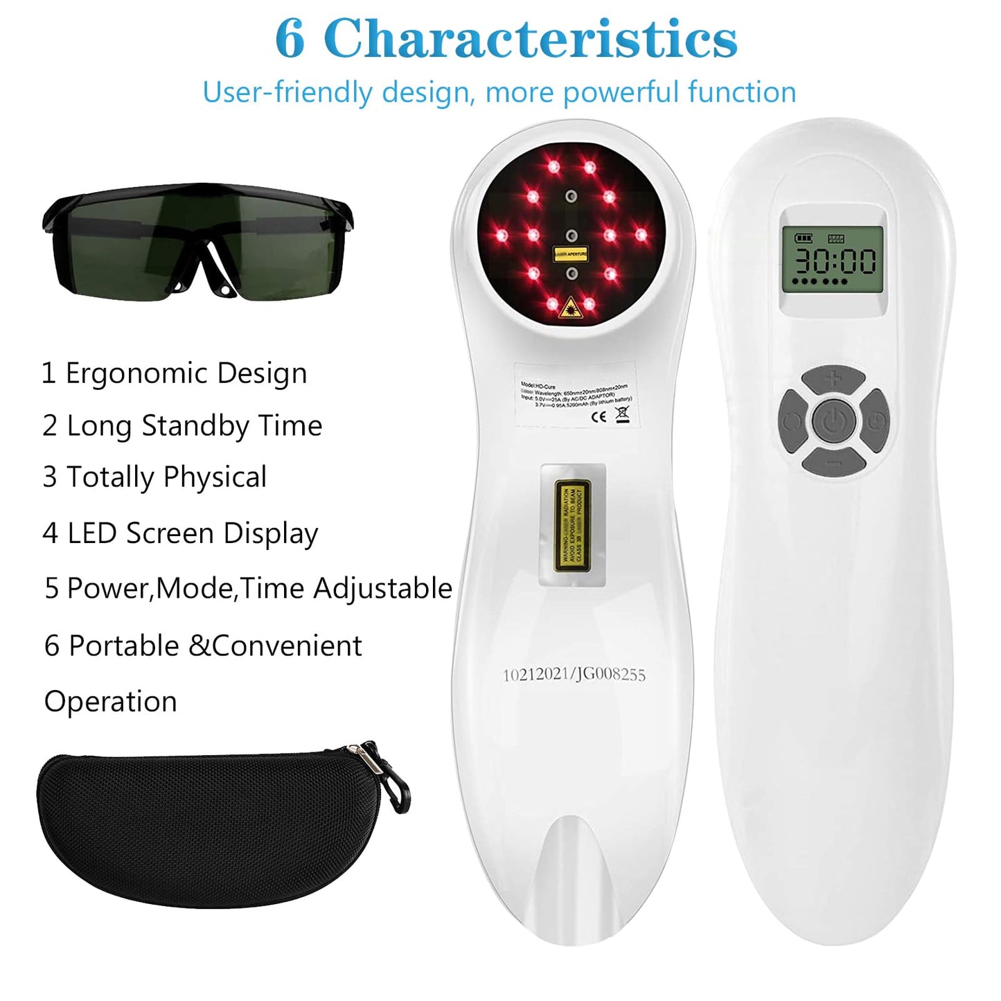 Ustomp Powerful Cold Red Light Device for Body, Near Infrared Light for Joint Muscle with LED Display- Multi-Speed Regulation with Pulse Function(650nm+808nm)-White - Medaid International