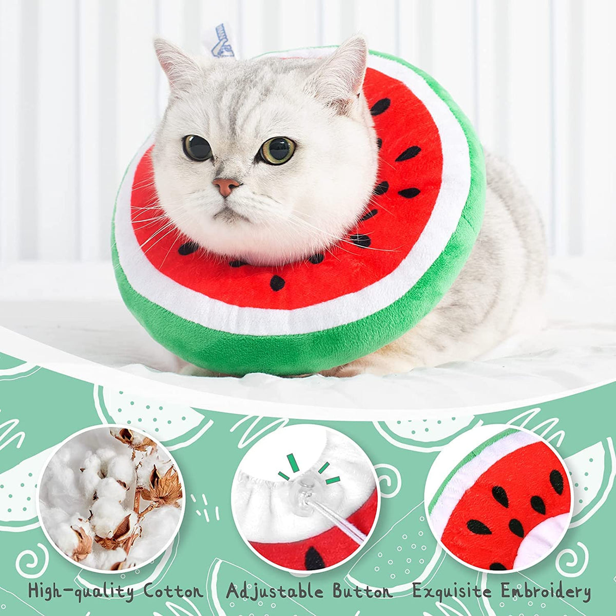 Kastwave Adjustable Cat Recovery Collar, Cute Cone Collar Soft, Cones After Surgery For Kittens (Large)