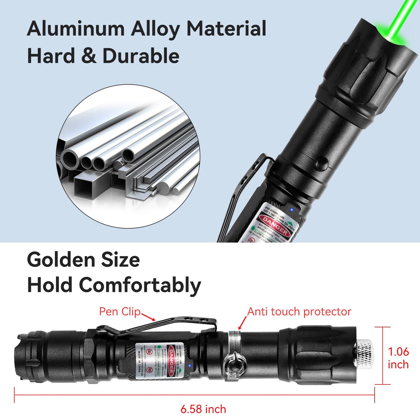 MIPREZT [Professional] Rechargeable Green Laser Pointer High Power Green Beam Light Long Distance Range for TV/LED/LCD Screens Tactical Flashlights Presentation Office/Outdoors/Construction [005] - Medaid International