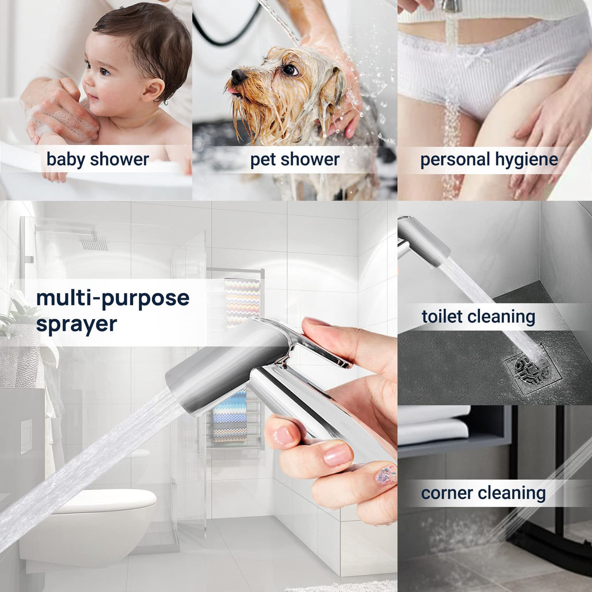 JOMOO Shattaf, Copper Alloy Bidet Sprayer for Toilet, Handheld Bidet Shower with 47inch Bidet Hose and Holder for Muslim Shower and Personal Hygiene