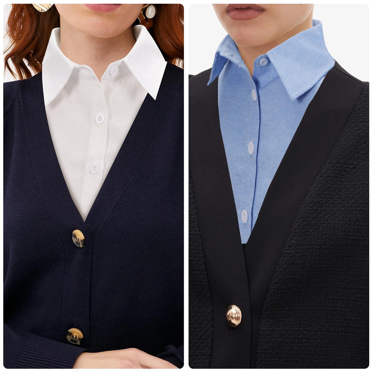 3 Pack Fake Collars, KASTWAVE White Detachable Turtleneck Dickey Collar Black Half Shirts False Top Mock Blouse Ladys Shirt Joker Decorative Cuff Cotton Choker Tie Lapel Point