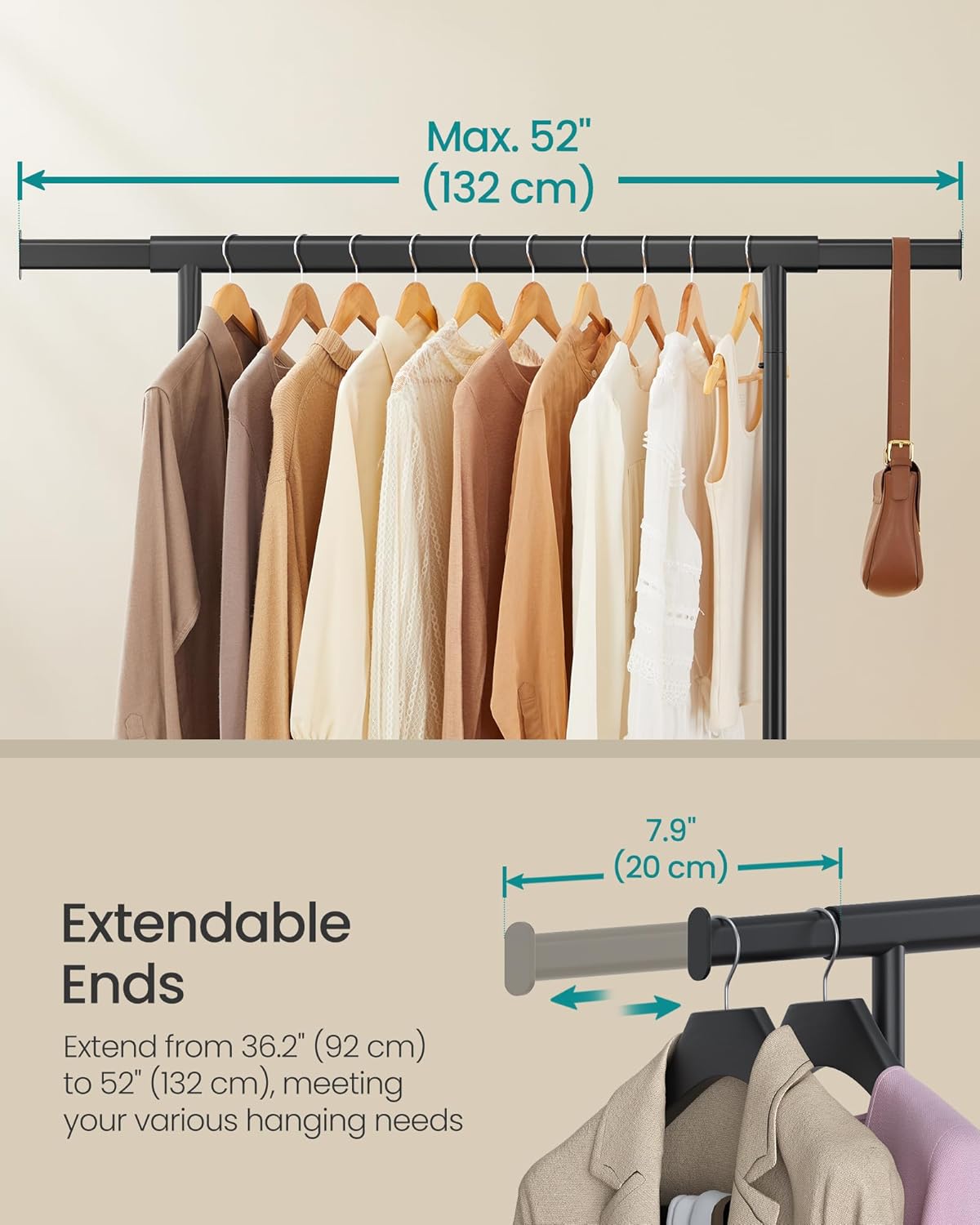 SONGMICS Clothes Rack on Wheels HSR013BKV1