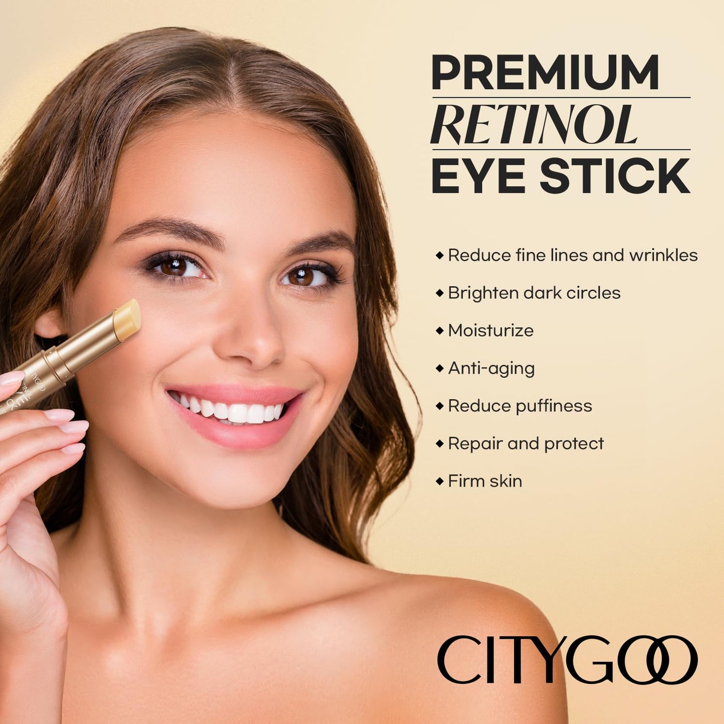 CITYGOO Retinol Eye Stick With Collagen, Hyaluronic Acid For Dark Circle, Under Eye Cream Anti Aging, For Puffiness and Bags Reduces Fine Lines (Retinol Eye Stick, 1pcs) - Medaid International