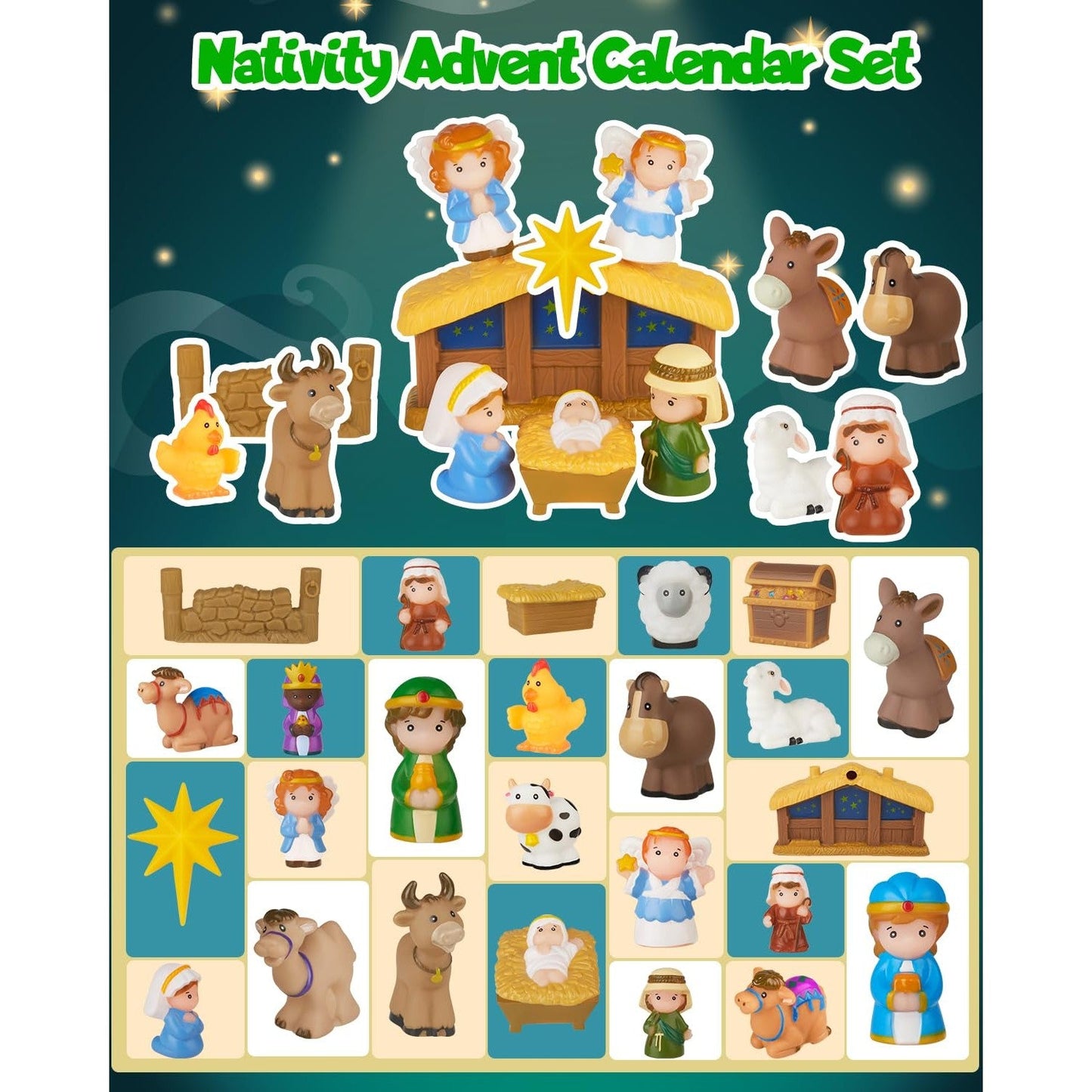 Nativity Advent Calendar 2025 Kids, Christmas Story Nativity Playset Christian Advent Calendar for Toddlers, Kids, Boys, Girls, 25pcs Nativity Scene Set Toys for Children Ages 1 2 3 4 5 6+ - Medaid International