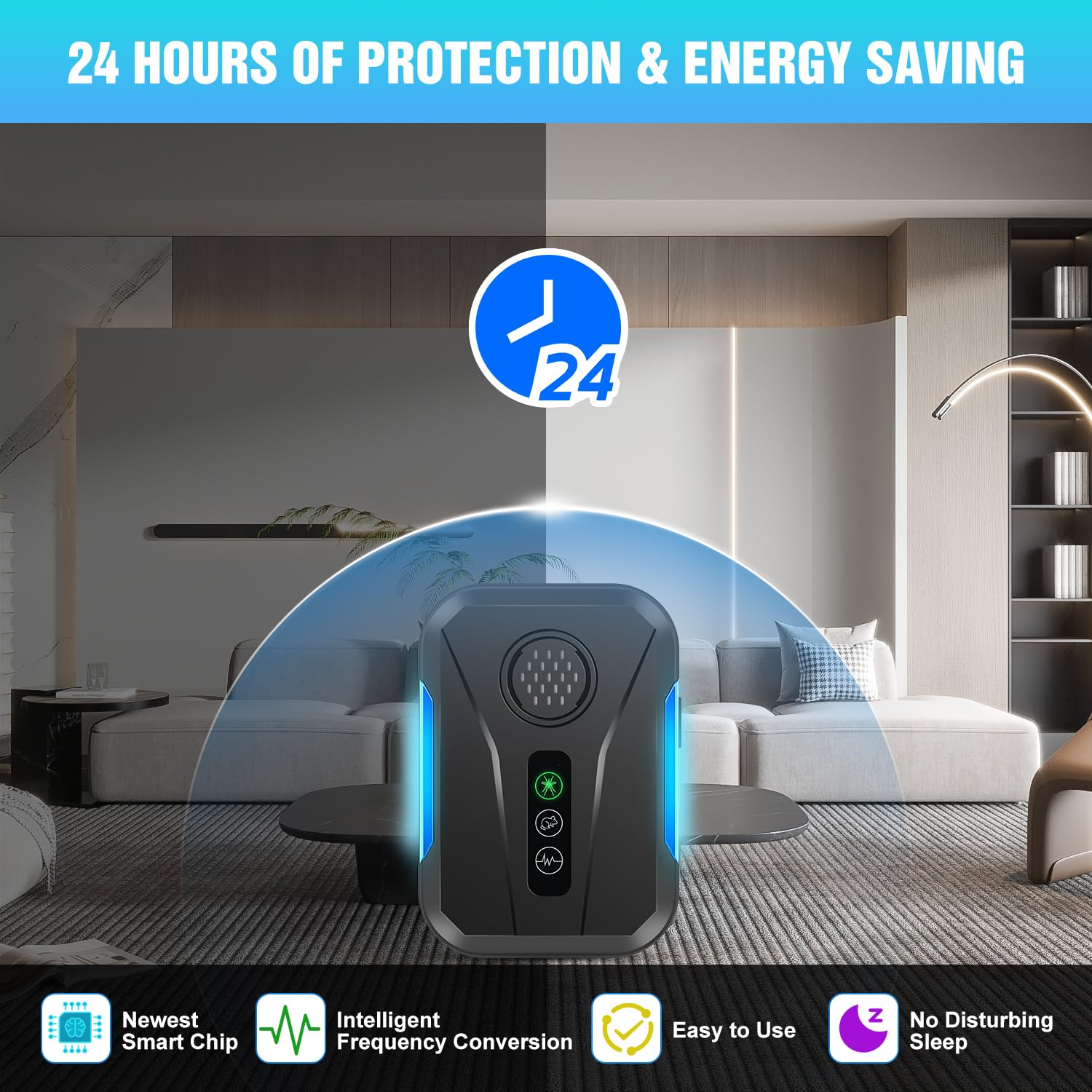 Upgraded Ultrasonic Repellent Plug in Indoor Pest Control Repellent for Mouse, Bugs, Spiders, Rodent, Roaches, Ant, Flea,Mosquito Repellent 3 Mode Switching, 6 Packs - Medaid International
