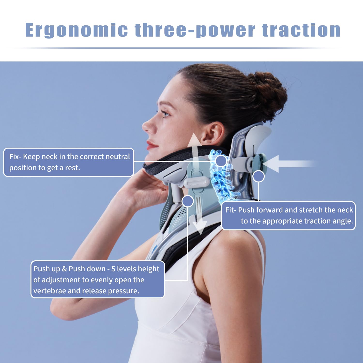 Twinklepoch Cervical Neck Traction Device, Electric Air Pump Cervical Traction Device with 3 Power Traction and 8 Built-in Airbag Support, Neck Pain Relief and Relaxation - Medaid International