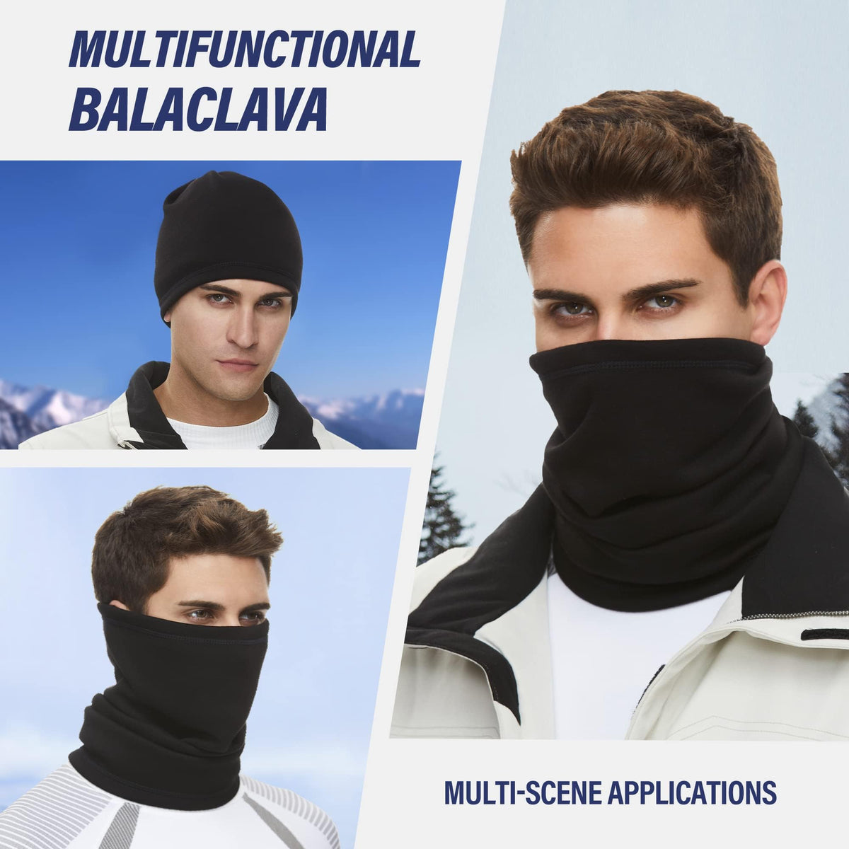 KASTWAVE Winter Neck Gaiter Ski Scarf Windproof Mask Soft Face Cover Mask Multifunctional Neck Cover Used as Hat or Scarf Suitable for Skiing Motorcycle, One Size