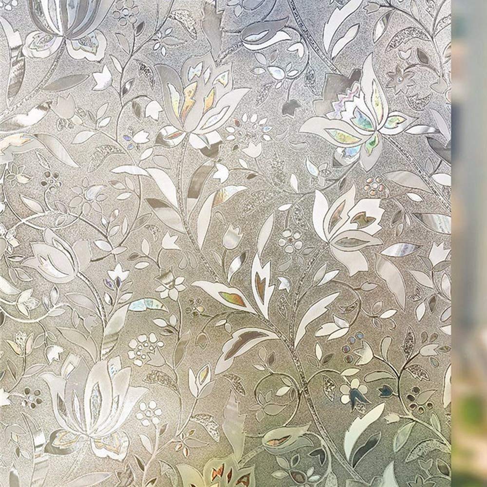 Arthome Window Privacy Film,17.5x100 Inch Stained Glass Window Film Heat Control UV Blocking, Static Cling Non-Adhesive Reusable Decorative Window Sticker for Bathroom Home Office - Medaid International