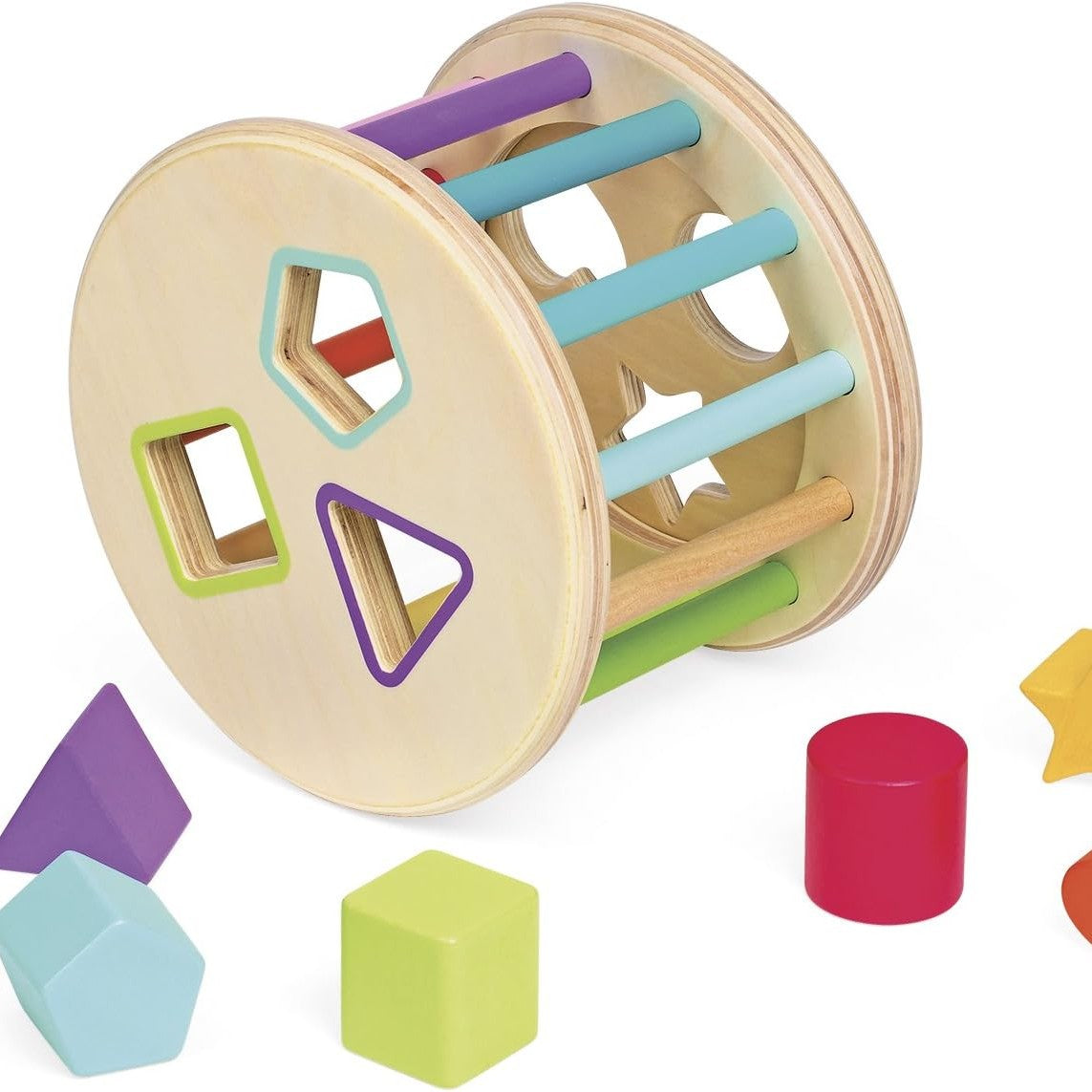 Janod - I wood Shape - Sorter Drum - Wooden
