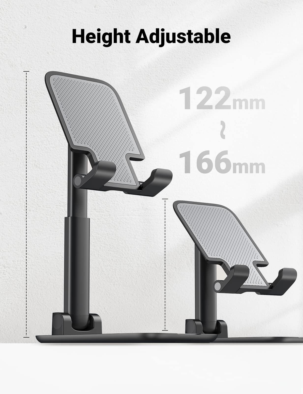 UGREEN Adjustable Folding Phone Desk Stand Holder Smartphone Table Compatible with iPhone 14 Plus Pro Max 13 Mini 12 Galaxy S23 S22 S21 Note20 Redmi (Black) - Medaid International