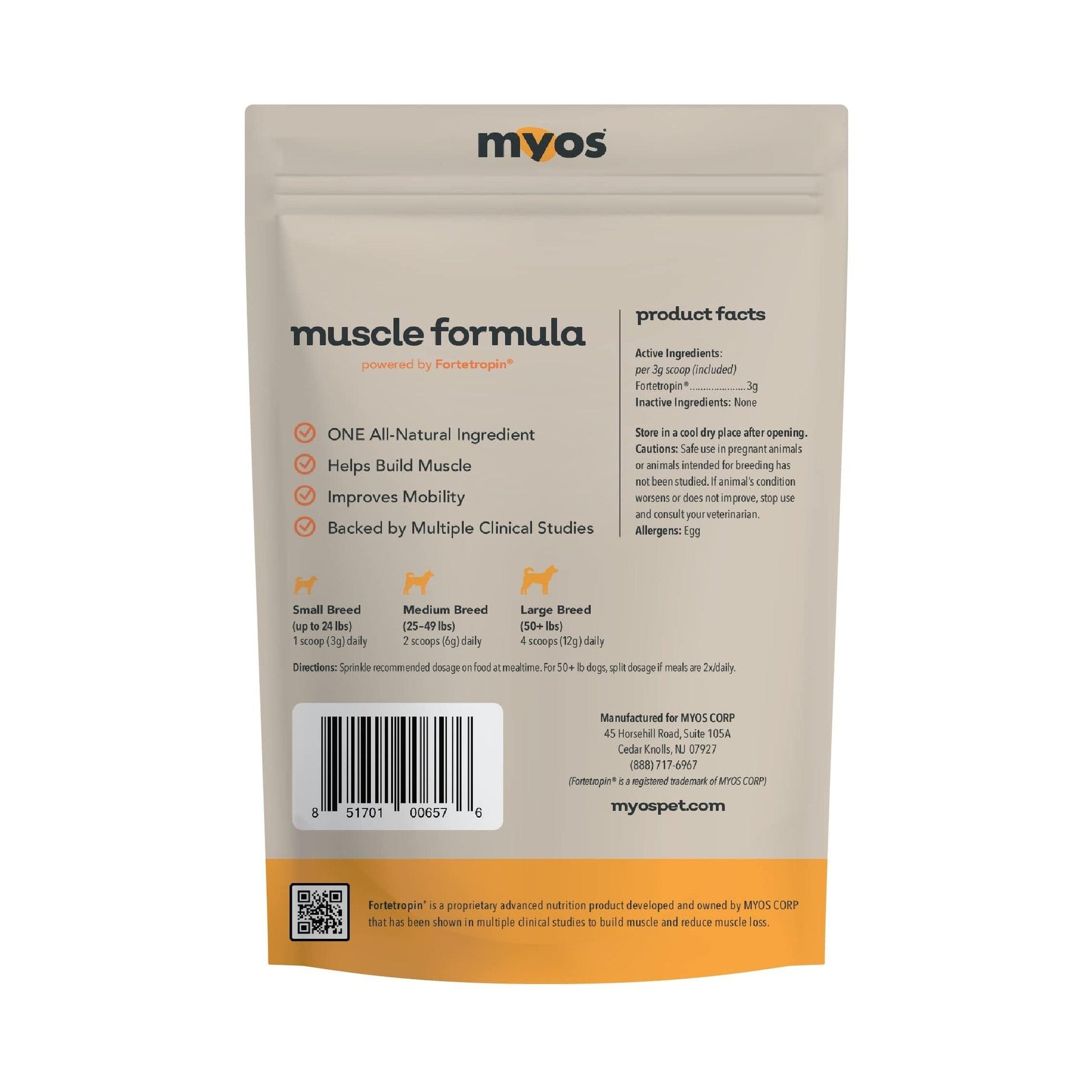 MYOS Canine Muscle Formula - All-Natural Muscle Building Supplement - Helps Reduce Muscle Loss in Aging Dogs and Improve Recovery from Injury or Surgery - Medaid International