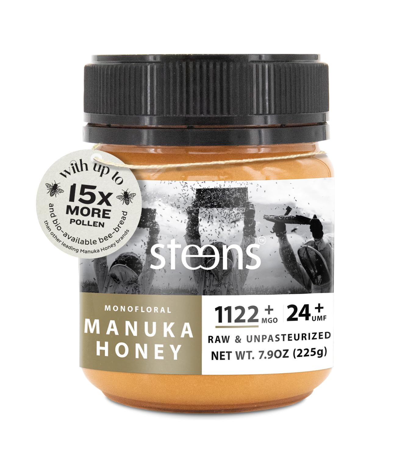 Steens Manuka Honey - UMF 24+ and MGO 1122+ - Pure & Raw 100% Certified Manuka Honey - Bottled and Sealed in New Zealand - 7.9 oz - Medaid International