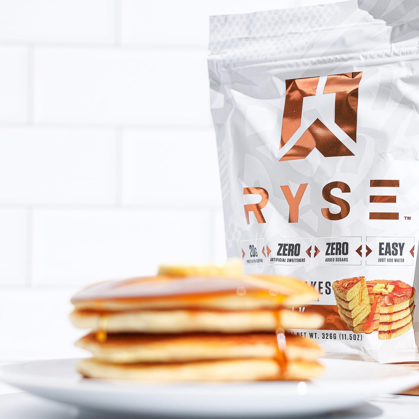 RYSE Loaded Protein Pancake & Waffle Mix - Buttermilk - Naturally Sweetened Breakfast with 21g Protein, 3g MCTs and 2g Fiber - No Added Sugar - High Protein Snack for Clean Energy - 6 Servings - Medaid International
