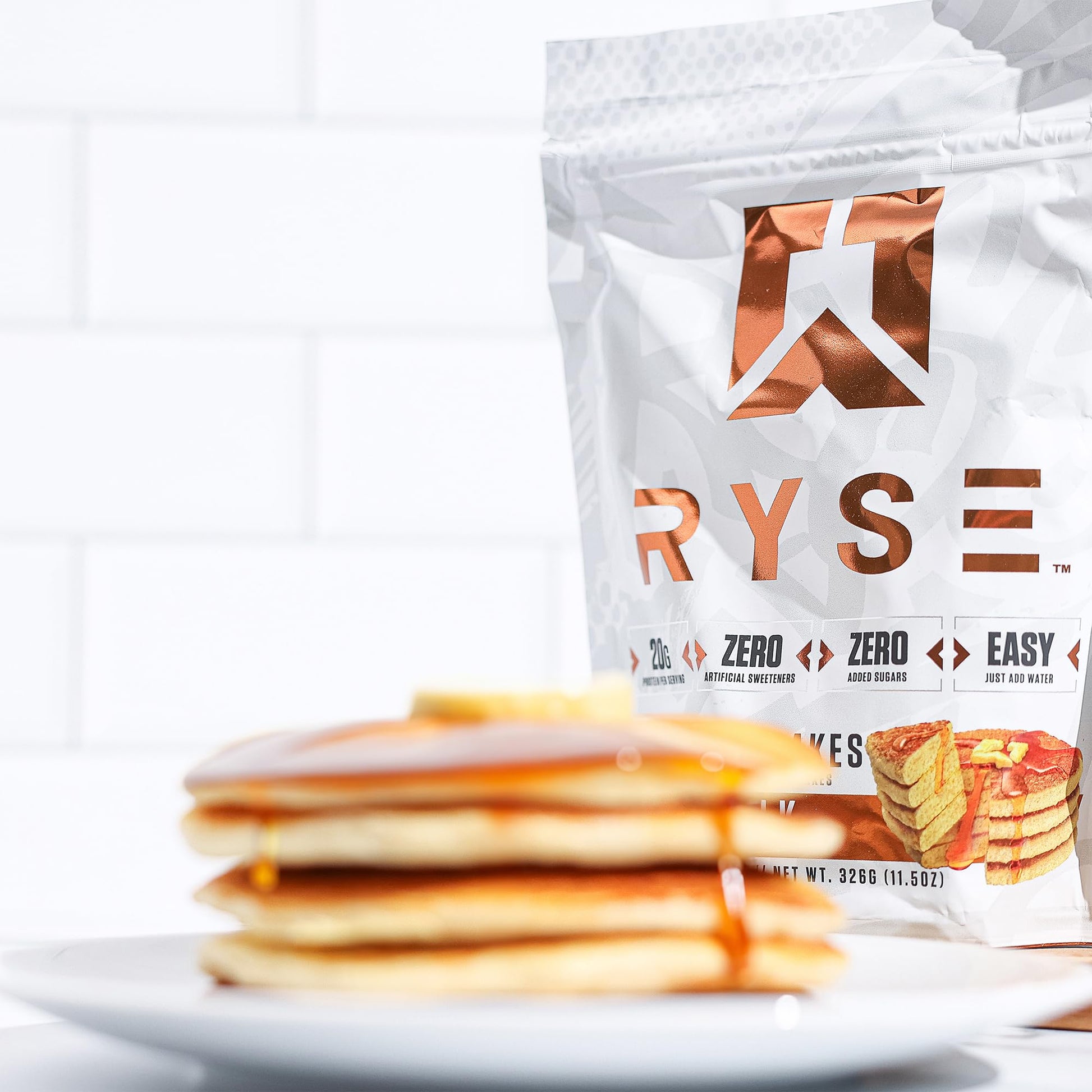 RYSE Loaded Protein Pancake & Waffle Mix - Buttermilk - Naturally Sweetened Breakfast with 21g Protein, 3g MCTs and 2g Fiber - No Added Sugar - High Protein Snack for Clean Energy - 6 Servings - Medaid International