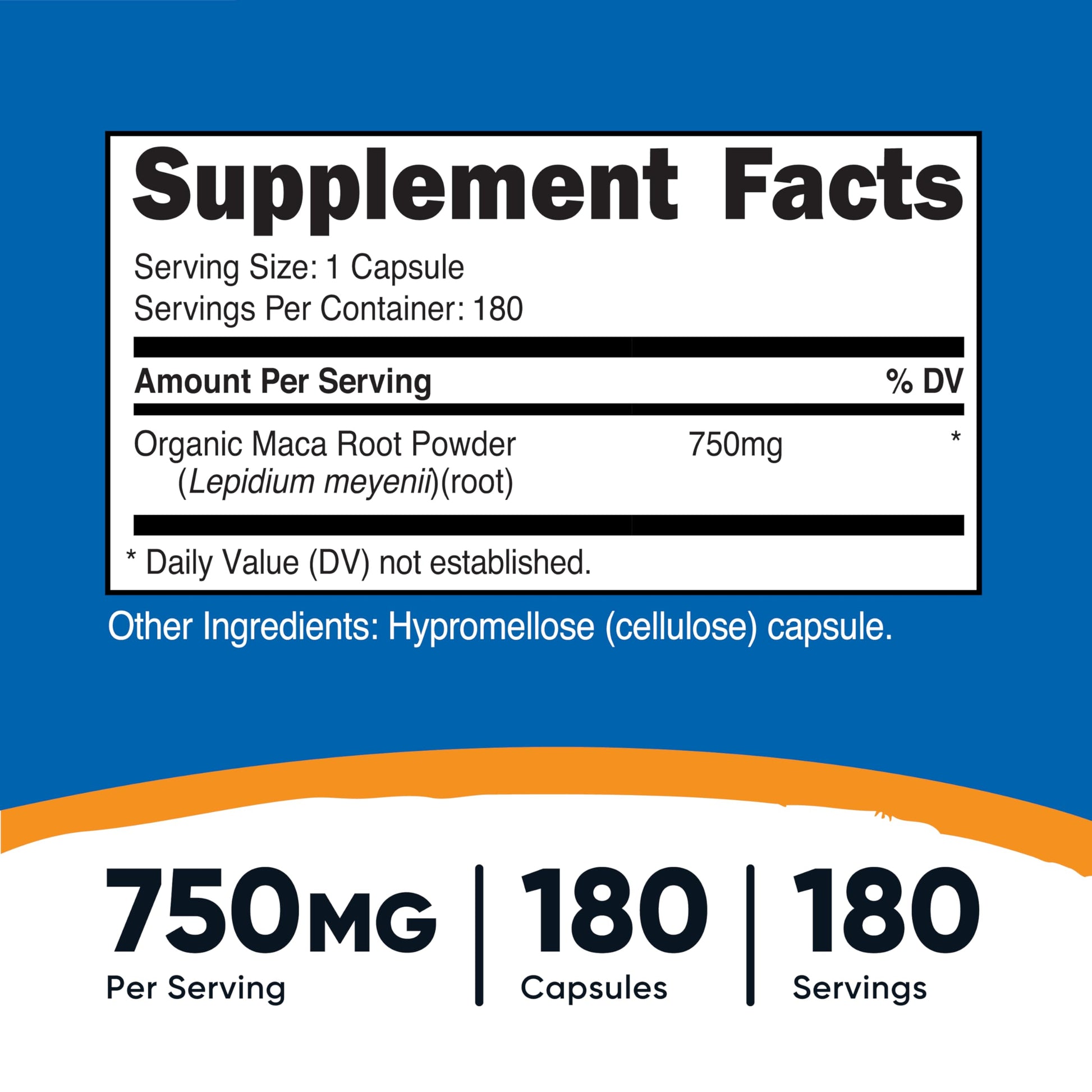 Nutricost Maca Root Capsules (Lepidium meyenii) 750mg, 180 Capsules, 180 Servings - Medaid International