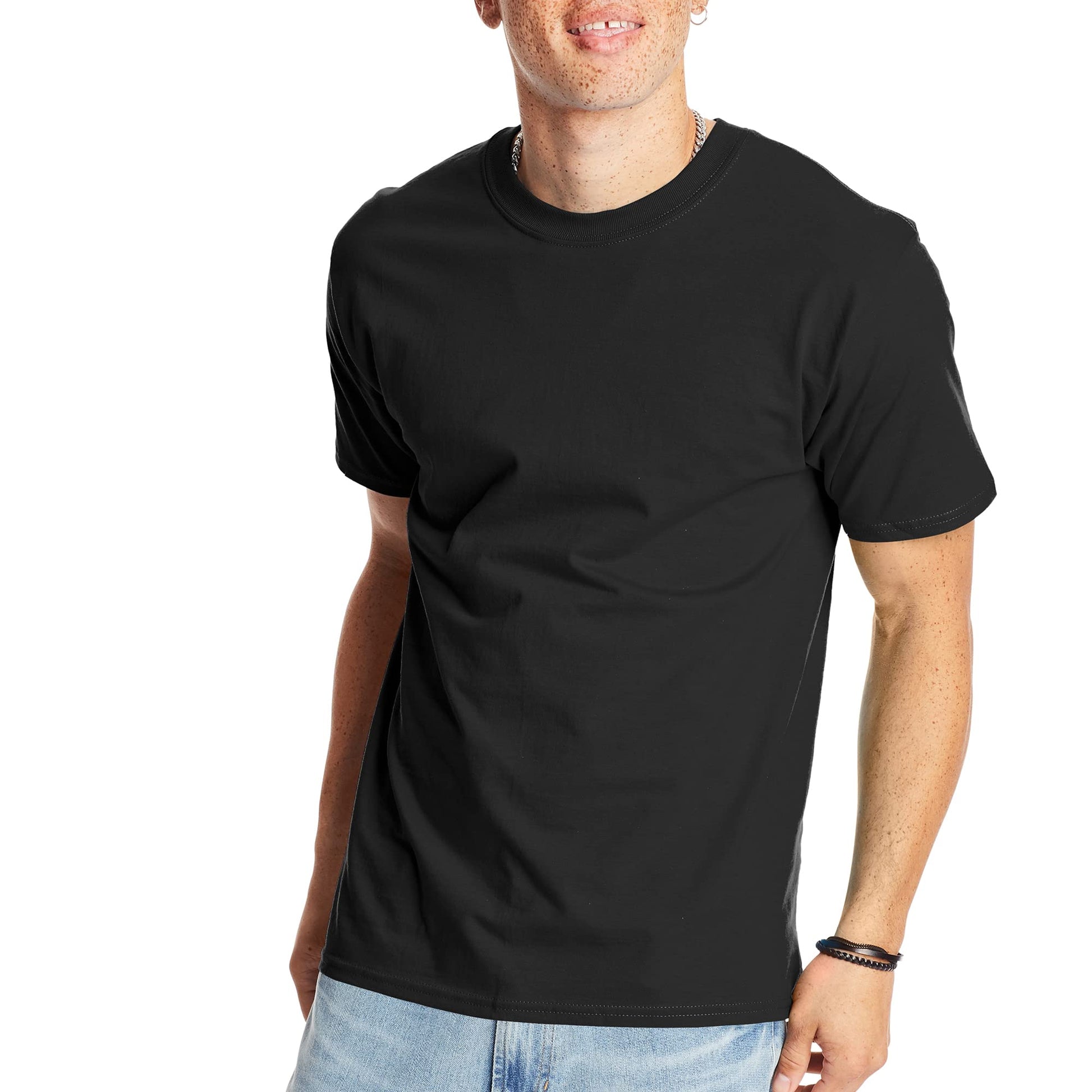 Hanes Men's Standard Beefy-T T-Shirt, Heavyweight Cotton Tee, 1 Or 2 Pack, Big & Tall Sizes, Black-1 Pack, 3X Large - Medaid International