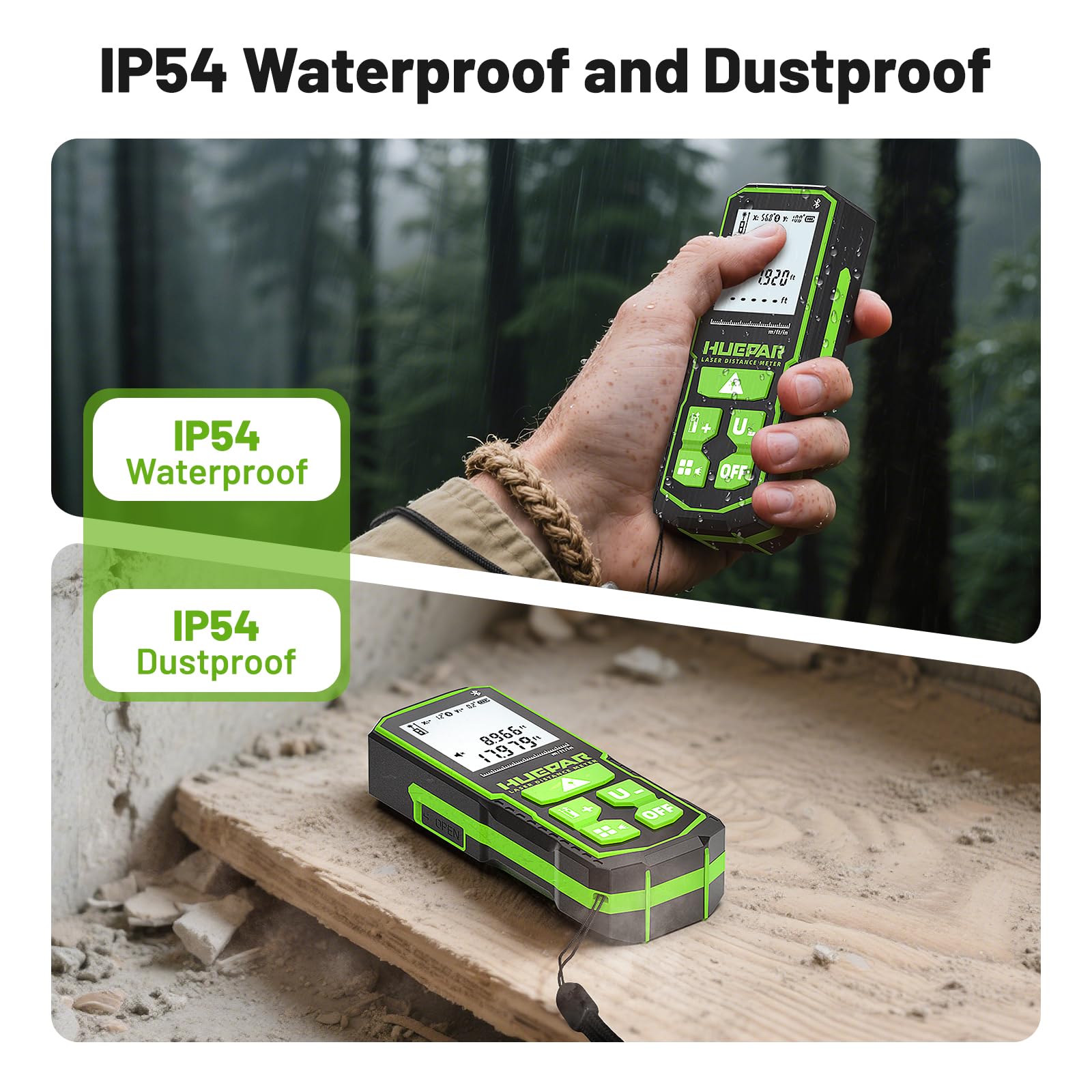395FT Bluetoothed Green Laser Measuring Tool with Angle Sensor, Huepar 1/16in Accuracy Laser Distance Measurement Tool, Digital Laser Room Measuring Device, Laser Distance Meters - Medaid International