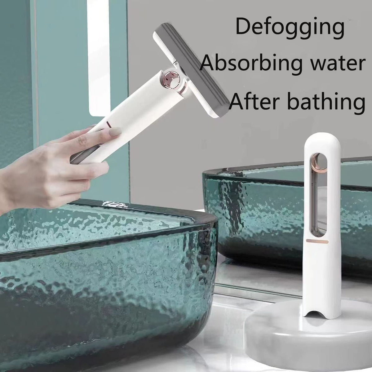 KASTWAVE Portable Mini Mop, Hand-Free Squeeze Mop, Wash-Free Strong Absorbent for Bathroom and Kitchens