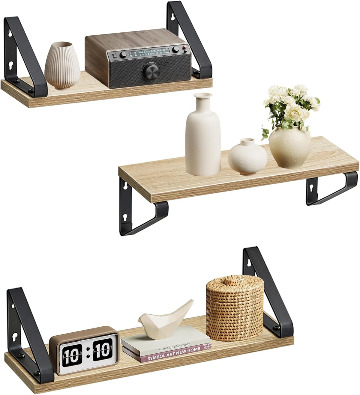 VASAGLE Set of 3 Wall Shelves LWS033B11
