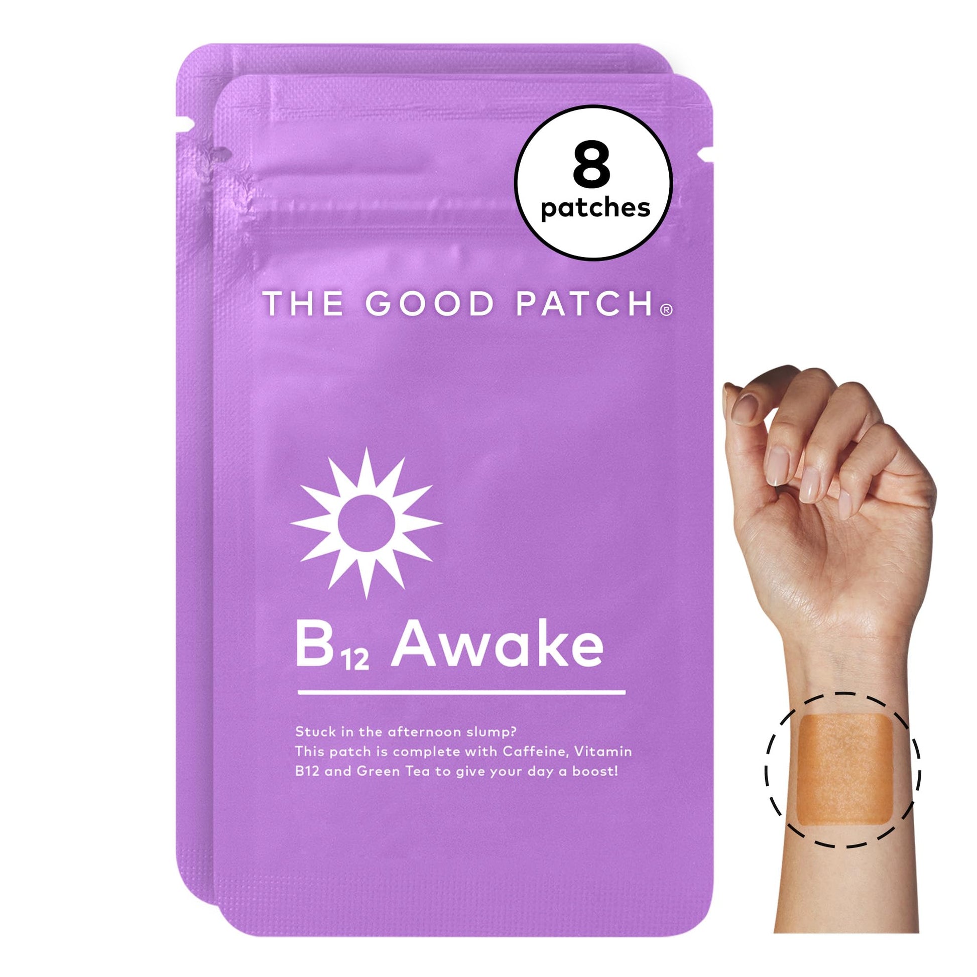 The Good Patch B12 Awake Patch, Natural Patch with Caffeine, B12, and Green Tea Extract, Plant Powered Wearable Wellness, Helps to Promote Energy (8 Total Patches) - Medaid International