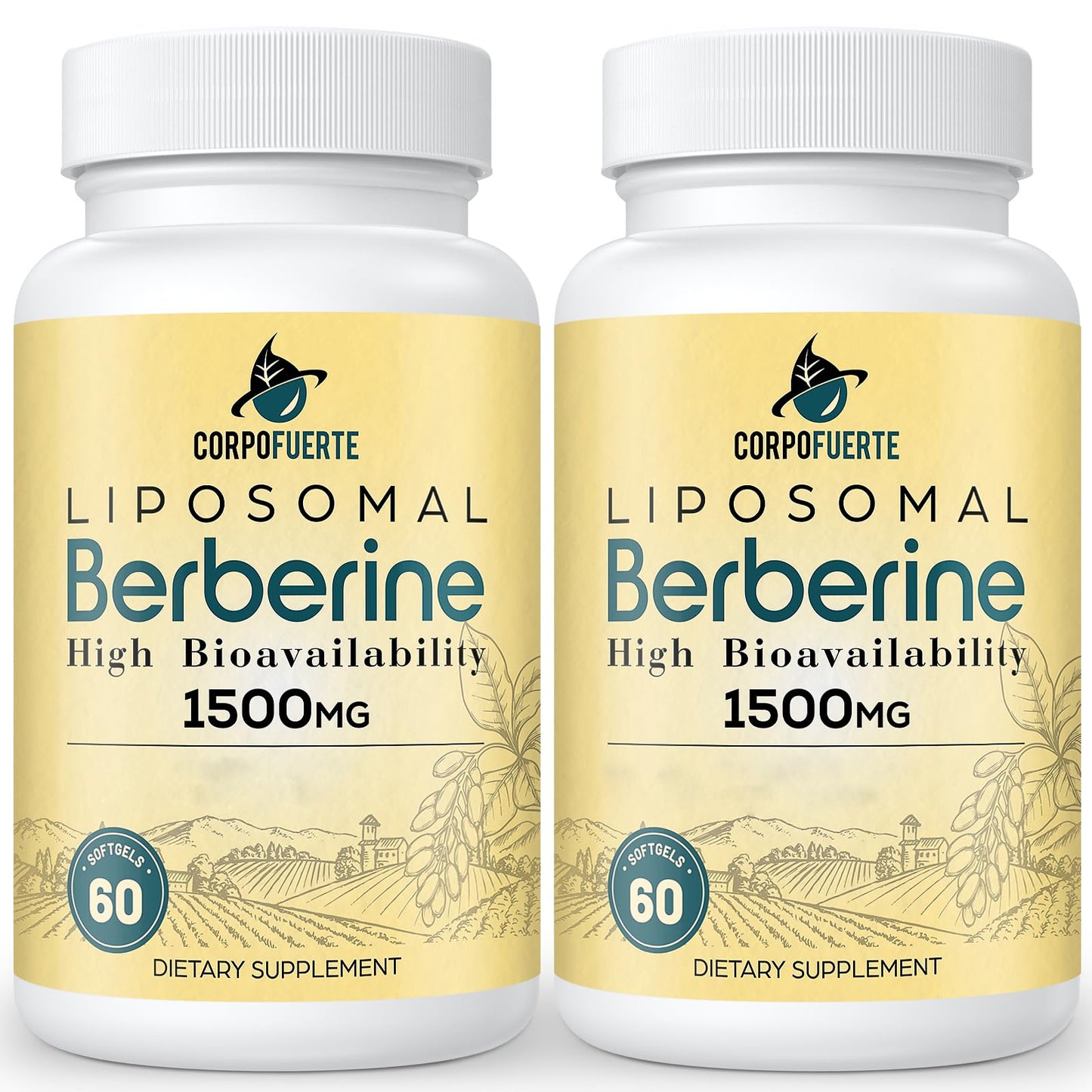 Corpofuerte Liposomal Berberine HCl 1500 mg - Berberine Supplement Activates AMPK - Supports Body Balance in Women and Men - Third-Party Tested for Purity - Medaid International