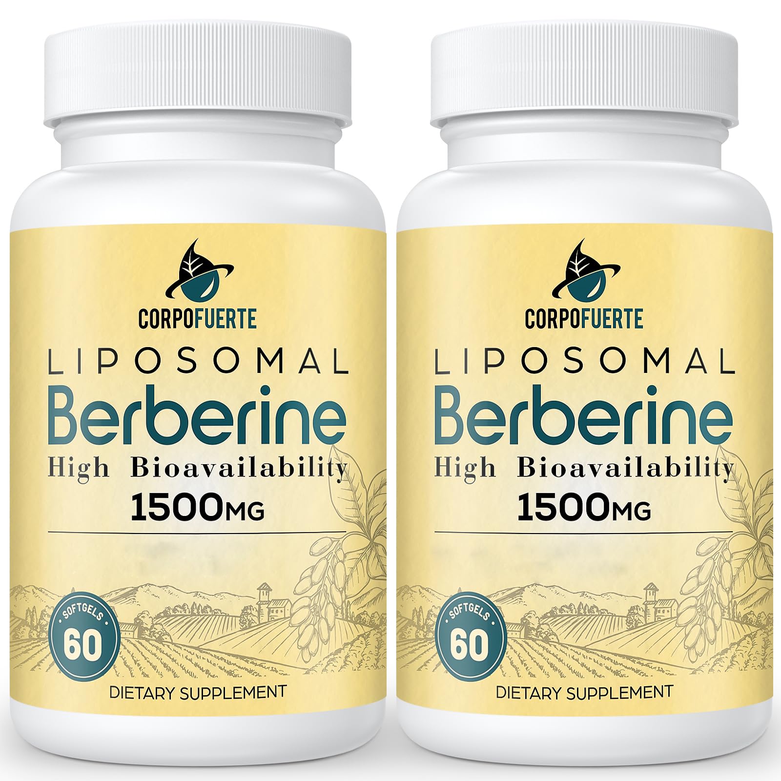 Corpofuerte Liposomal Berberine HCl 1500 mg - Berberine Supplement Activates AMPK - Supports Body Balance in Women and Men - Third-Party Tested for Purity - Medaid International