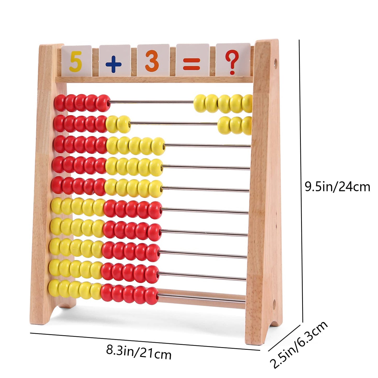 Elvozvets Wooden Abacus for Kids - Math Learning Tool with Counting Sticks & Numbers 1-100 Cards & Counters - Educational Toy for Preschool Boys & Girls - Medaid International