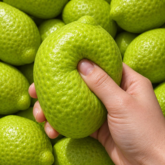 Realistic Fake Food Squishy, Soft Slow Rising Squeeze Stress Relief Fidget Toy for Adults (Green Lemon)