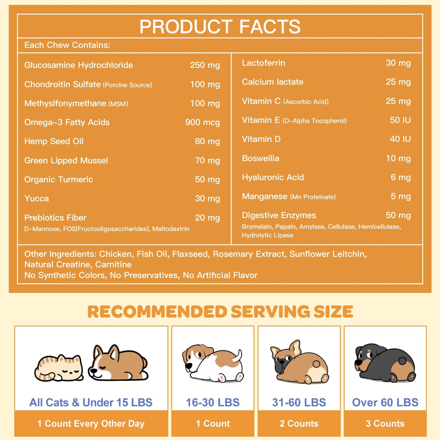 NATURE TARGET Glucosamine for Dogs - Hip and Joint Supplement for Dogs, 180 Crunchy Chews, Glucosamine Chondroitin, Omega-3, MSM, Turmeric for Pain Relief, Dog Joint Supplement Large & Small Breed
