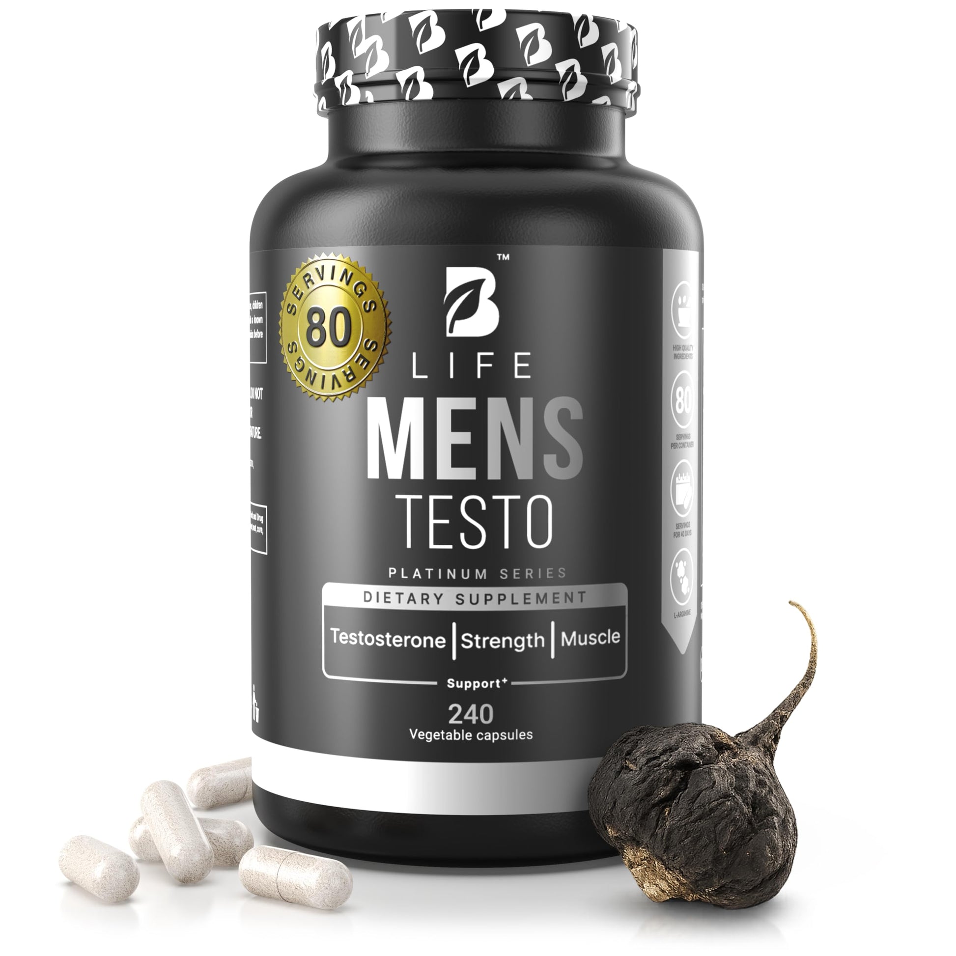 Testosterone Booster Supplement for Men | Boron Supplement for Men with Tribulus Terrestris, Black Maca, Horny Goat Weed, L-Arginine | Stamina, Endurance, Muscle Growth & Strength | 80 Servings - Medaid International