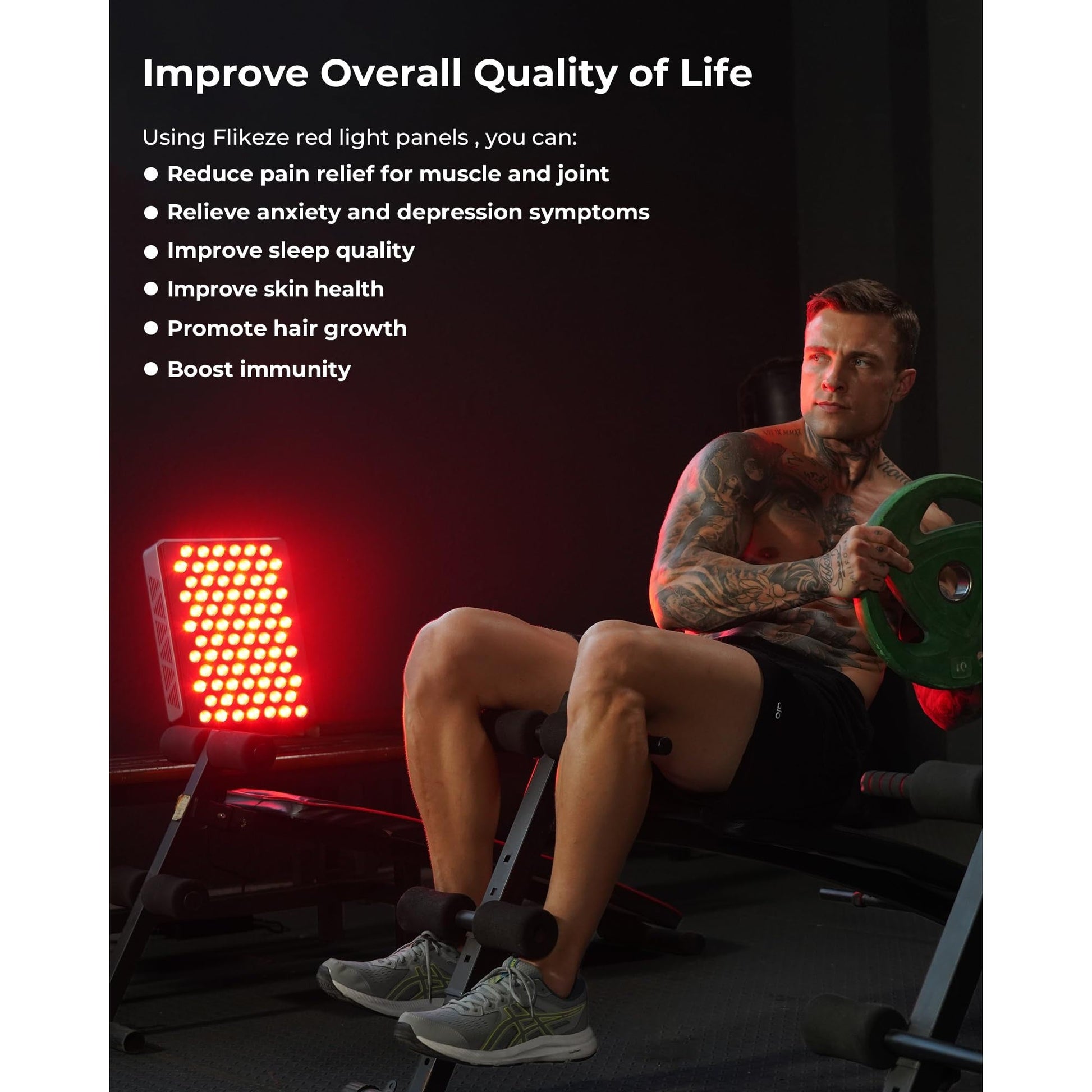 Red Light Therapy Devices, 78 pcs 4-Chip LEDs 630nm-850nm Near Infrared Light Therapy Panel, Adjustable Brightness (20-100%), Time(5-30 min) Red Light Panel for Home Office & Gym - Medaid International