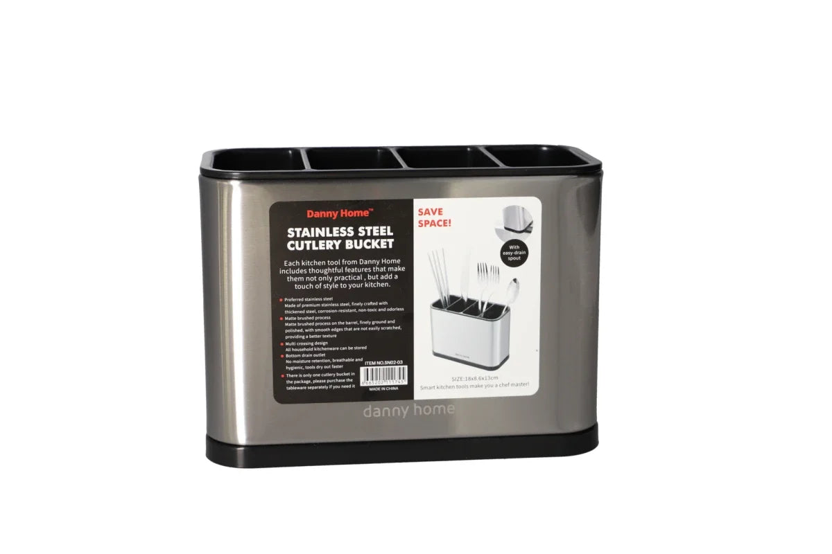 Stainless Steel Cutlery Bucket & Drainer