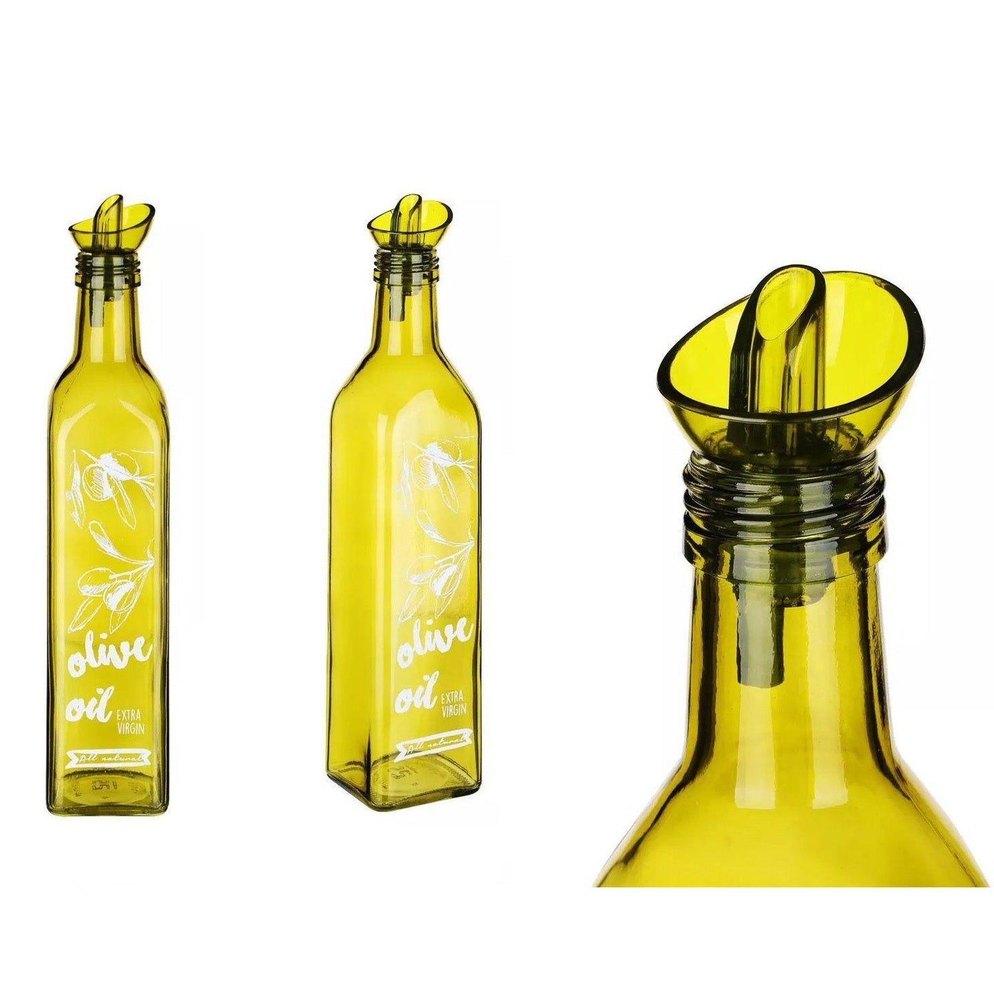 Olive Green Decorated Oil Bottle SQ 250 ml