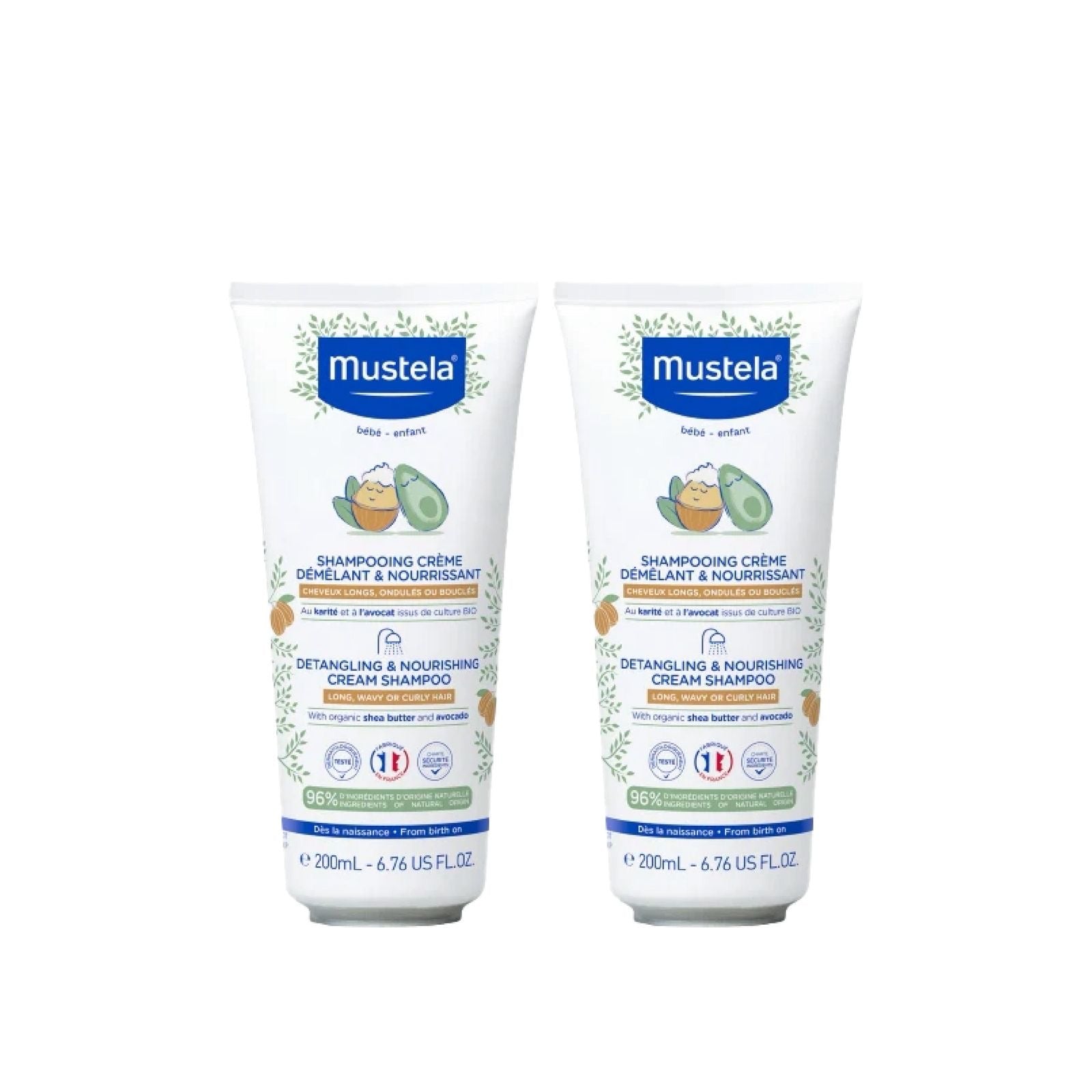 2X Mustela Detangling & Nourishing Cream Shampoo Detangling & Nourishing Cream Shampoo 200ML+ FREE HairBrush