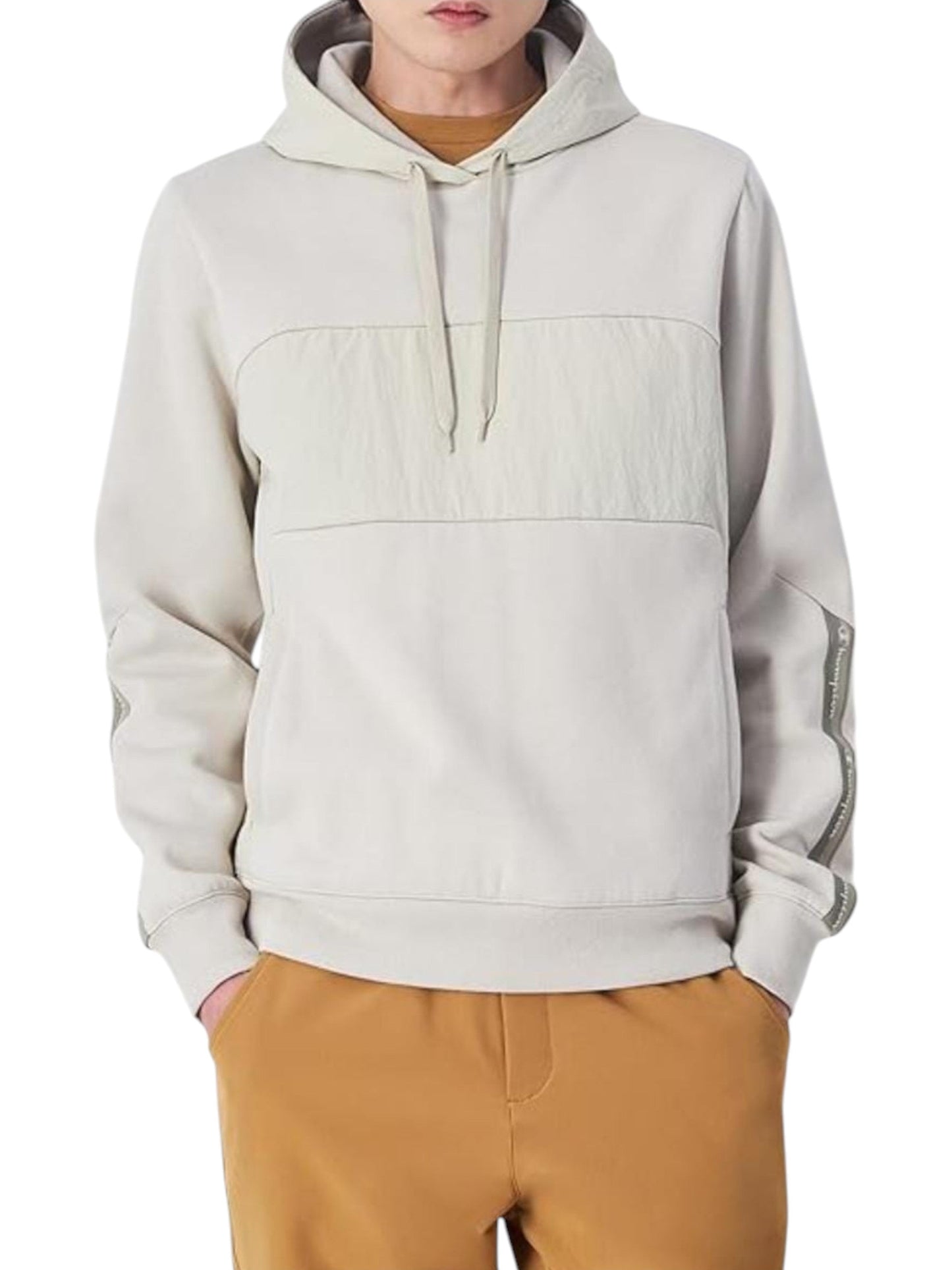 Men's Plain Solid Hoodie,Light Beige