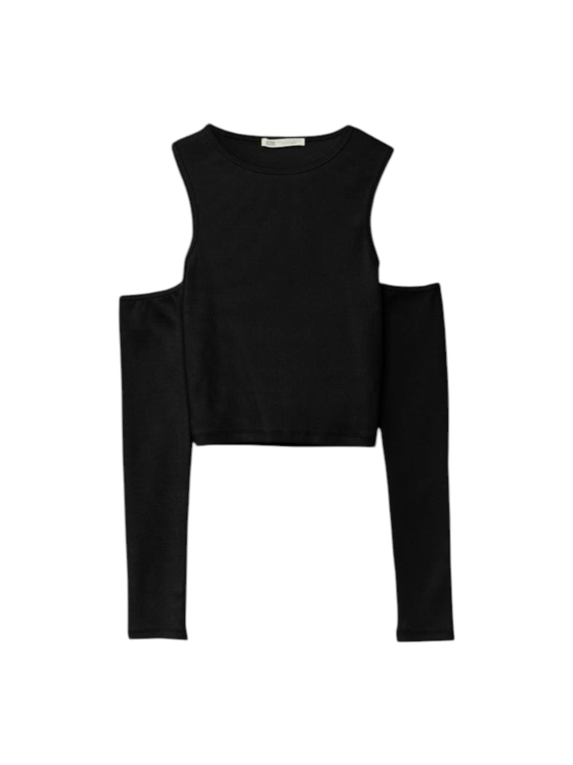 Women's Plain Cold Shoulder Top,Black